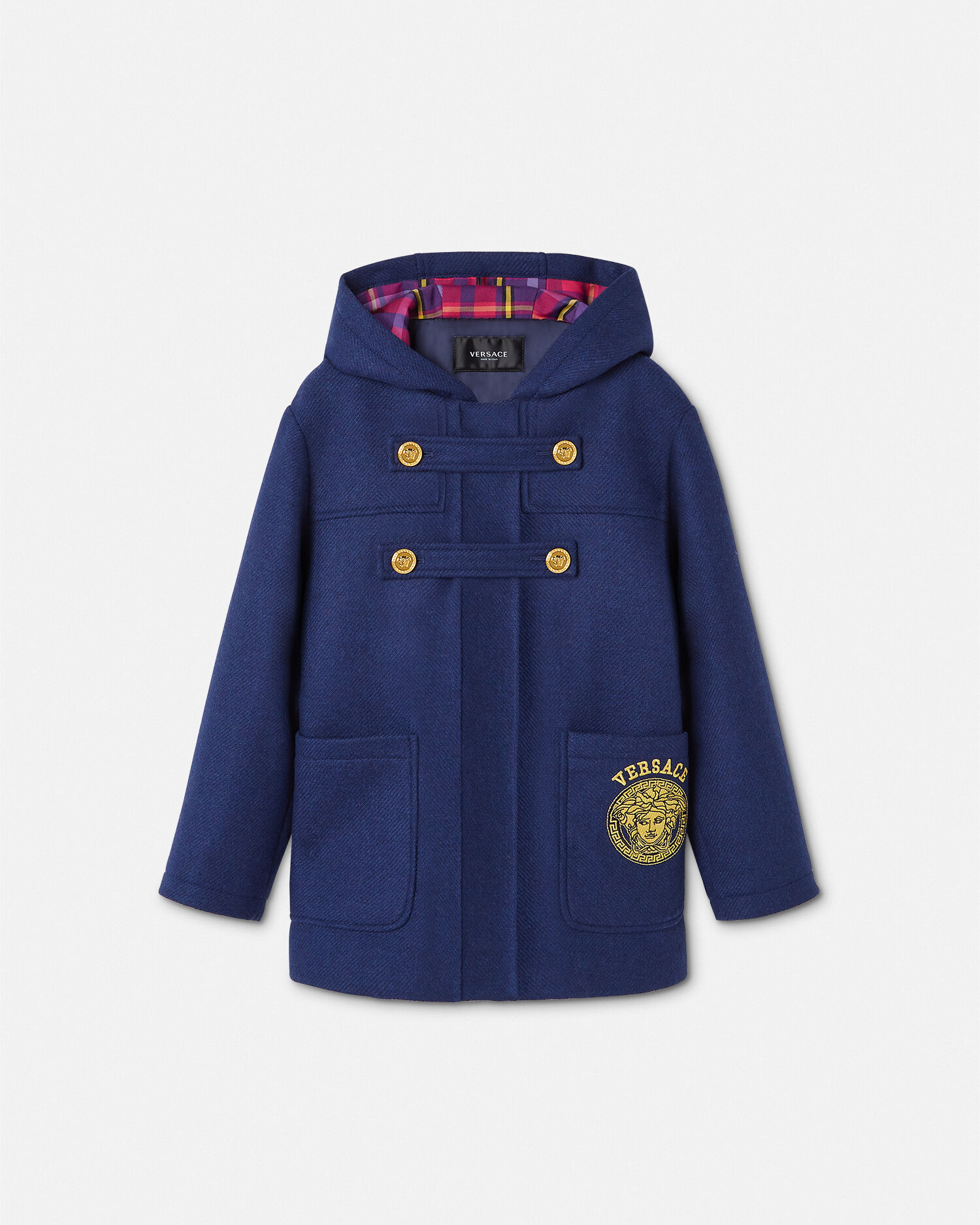 Versace Kids Tartan Versace Logo Kids Coat for Girls Online Store EU