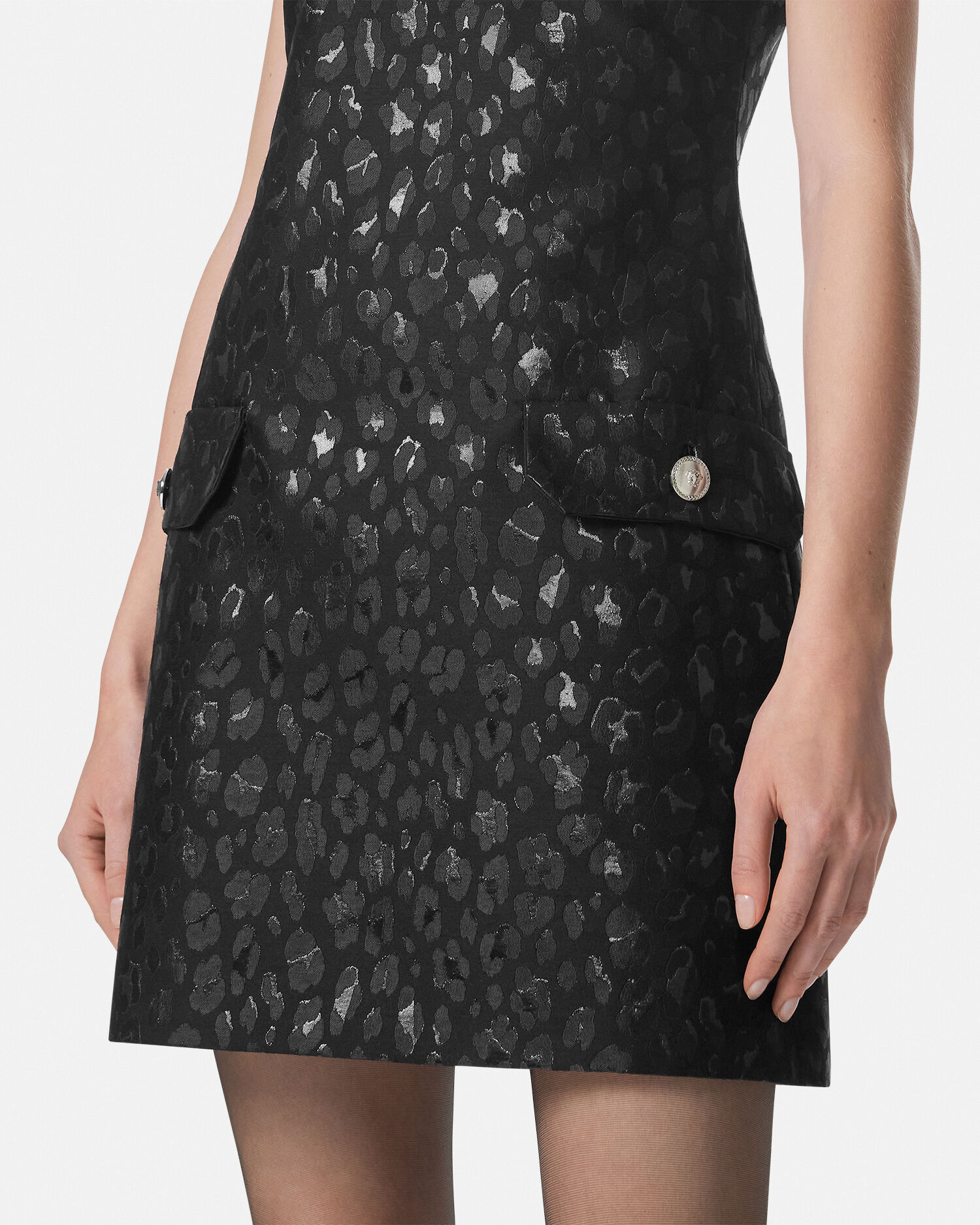 Leopard Jacquard Scoop Mini Dress | VERSACE US