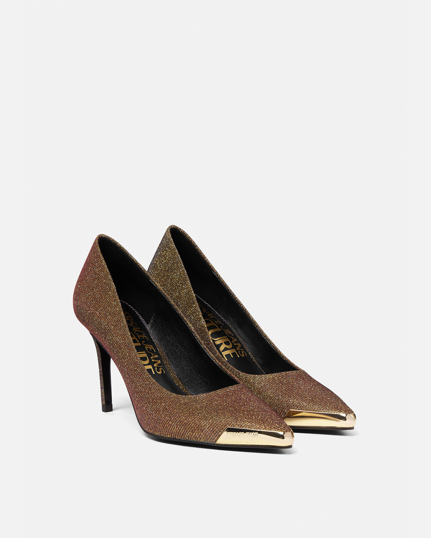 Décolleté oro tacco outlet medio