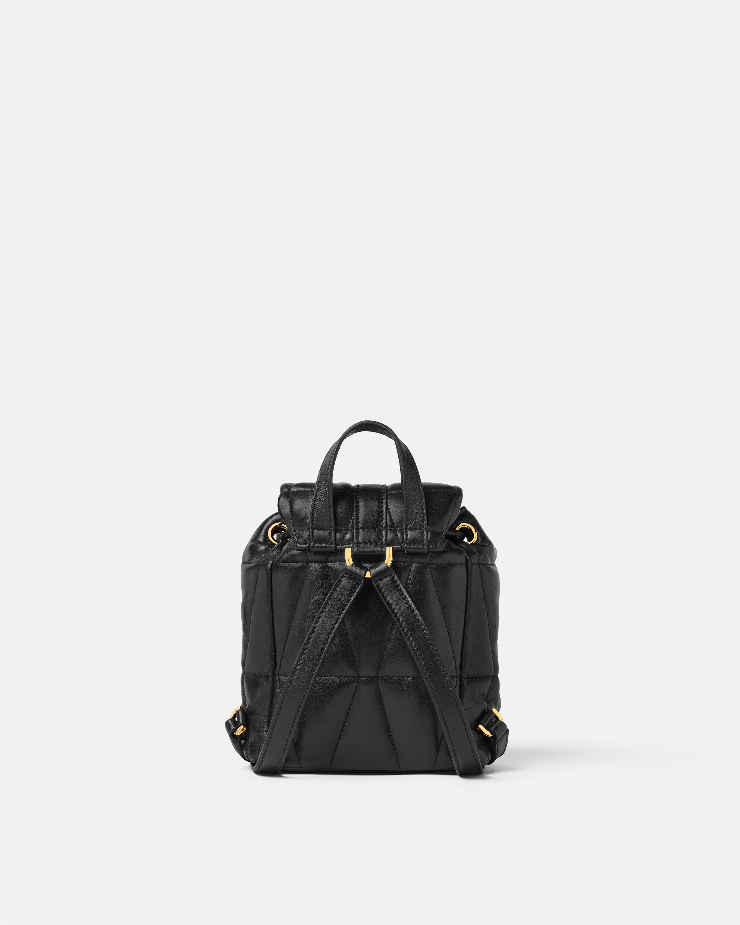 Kleio Quilted Nappa Backpack Black,Gold | VERSACE US