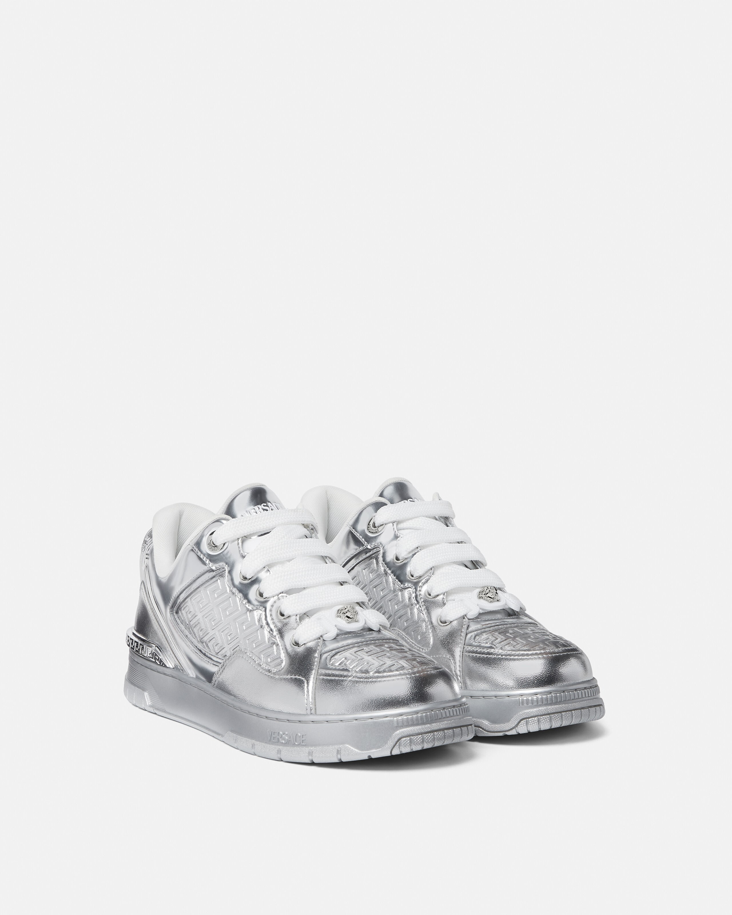 【美品】VERSACE スニーカー シルバー メタリック Biggie Basket Metallic Sneakers Silver | VERSACE US