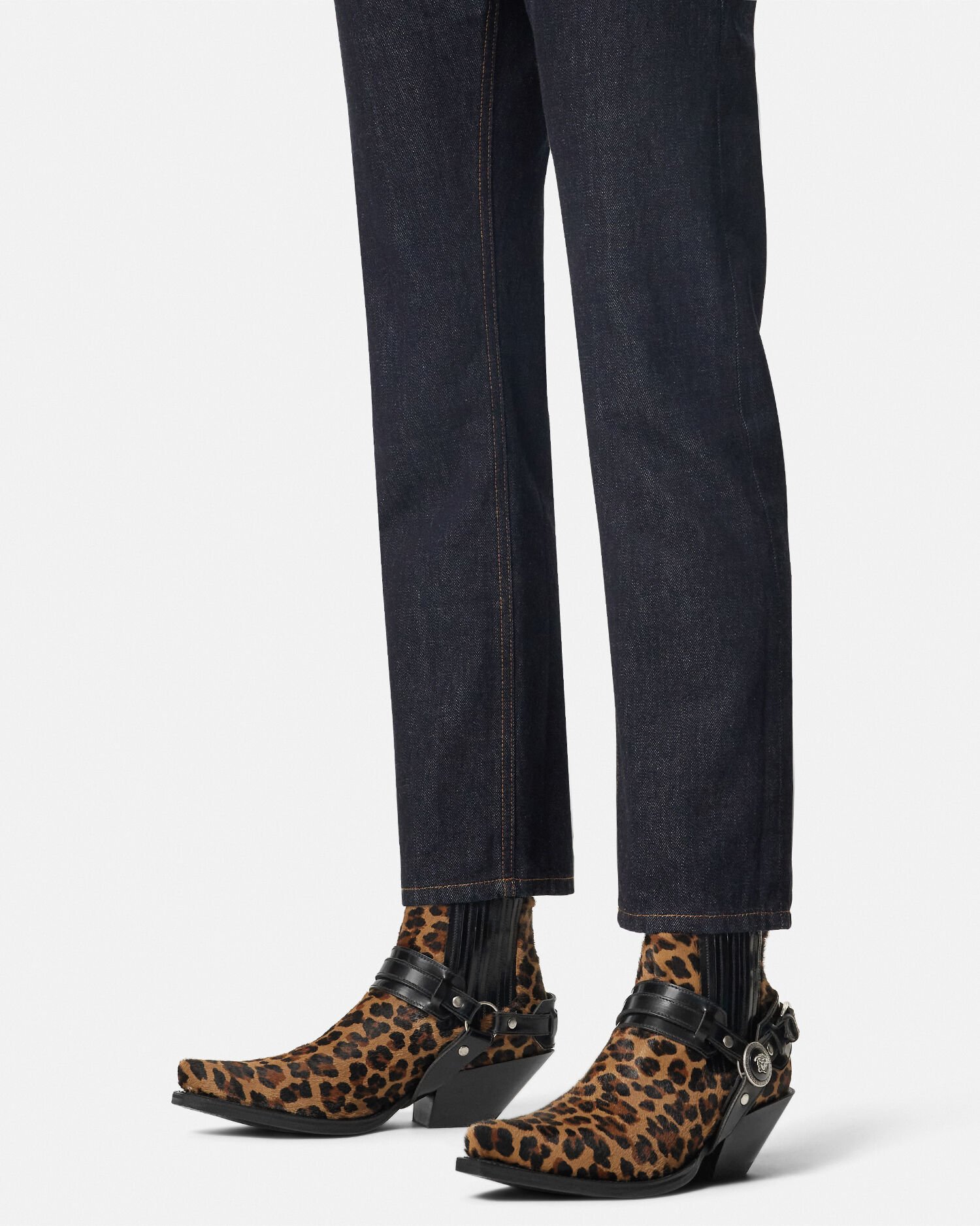 Leopard Texano Ankle Boots 50 mm Animalier VERSACE US