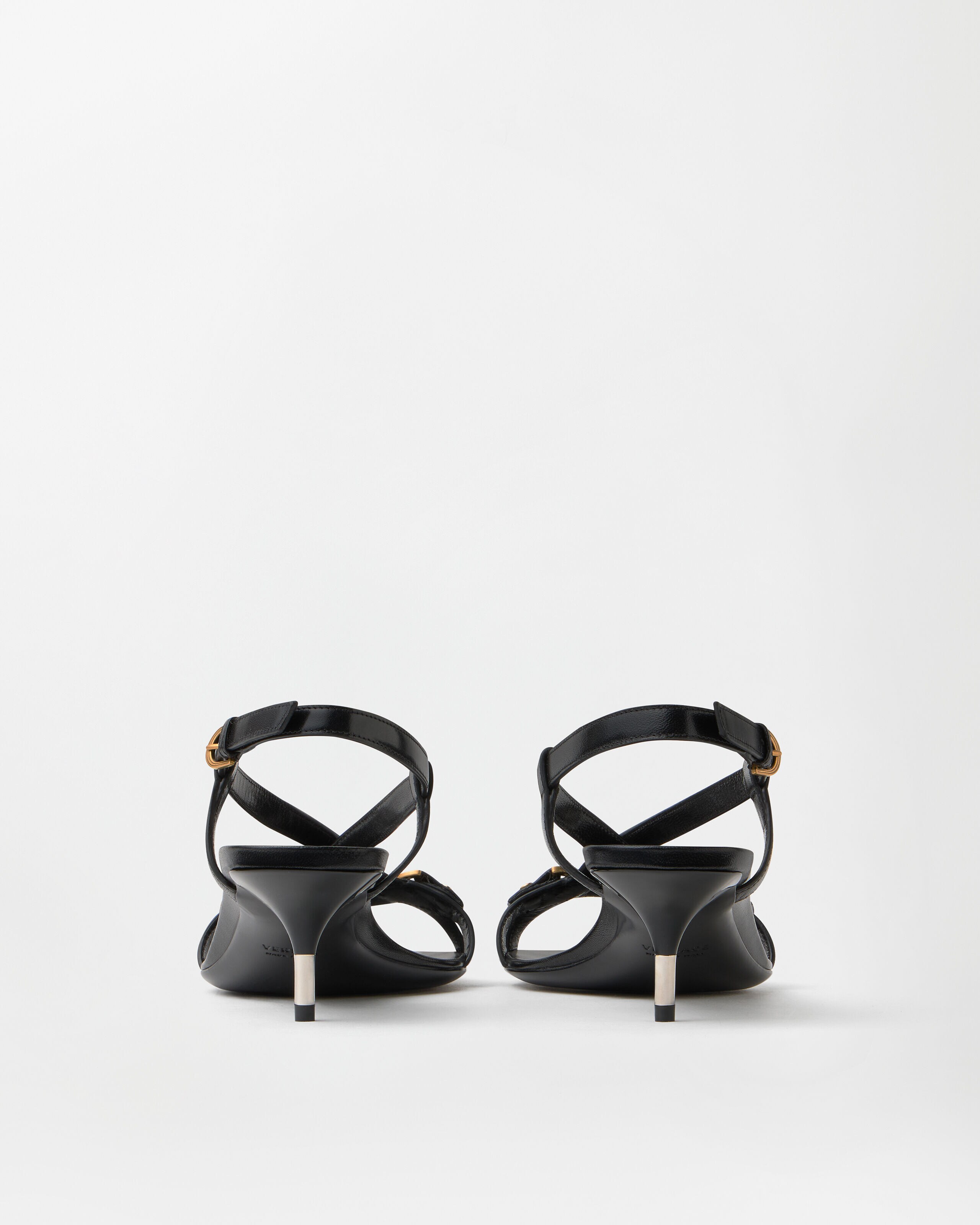 Marisa Leather Sandals 50 mm Black | VERSACE US