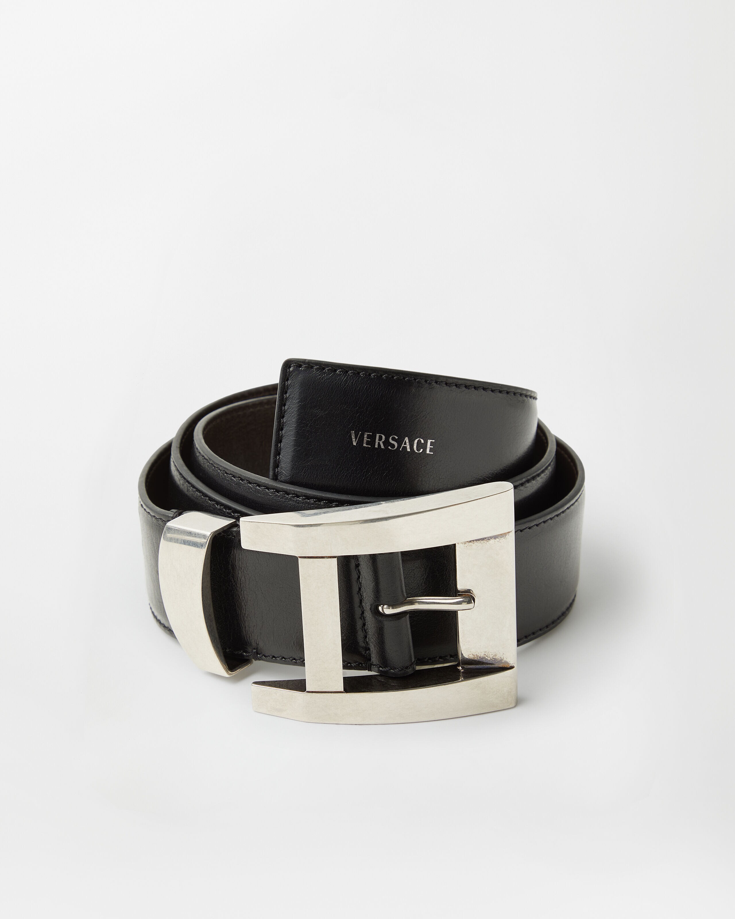 Leather Belt 4 cm Black | VERSACE