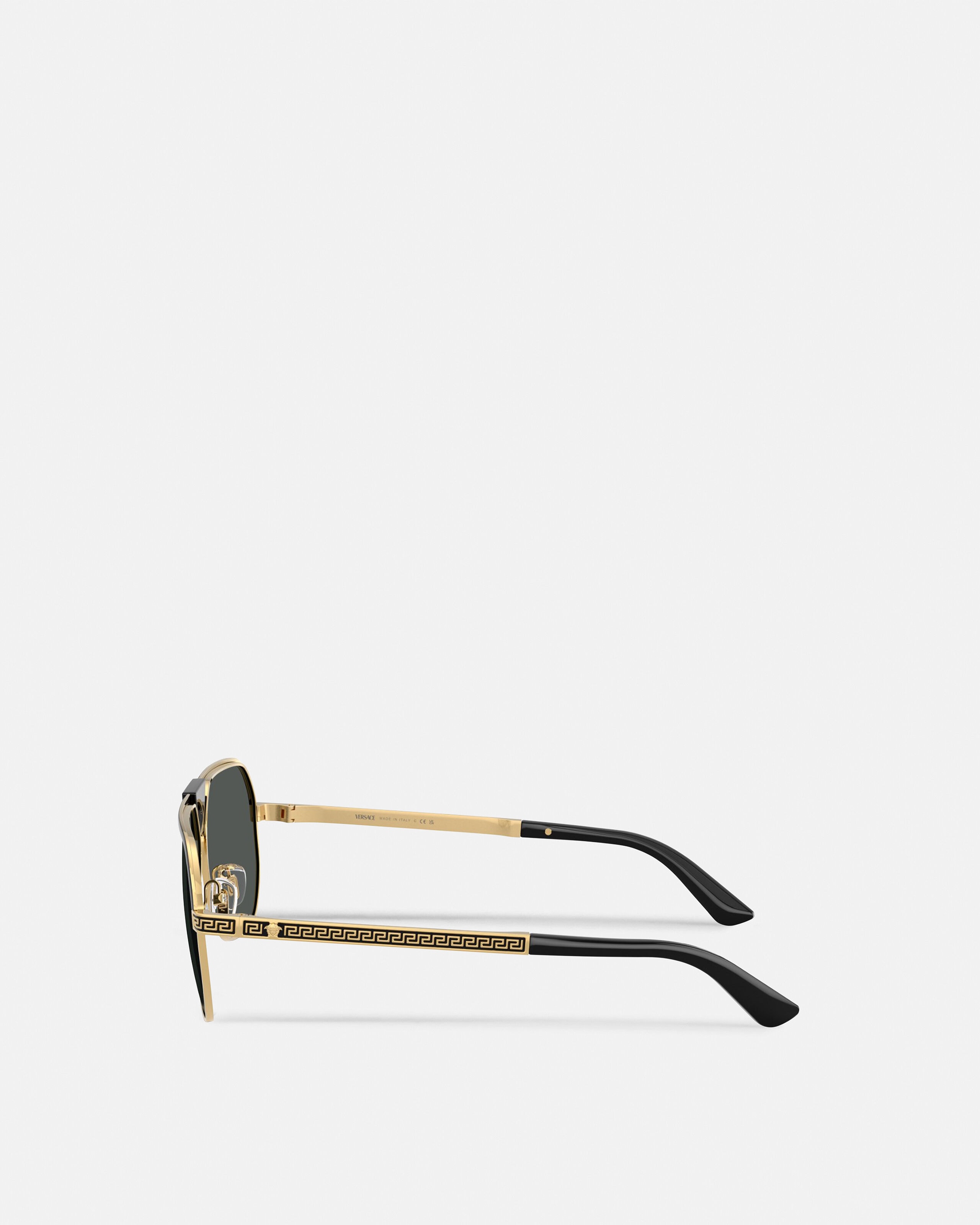 Greca Flow Navigator Sunglasses Black,Gold | VERSACE US