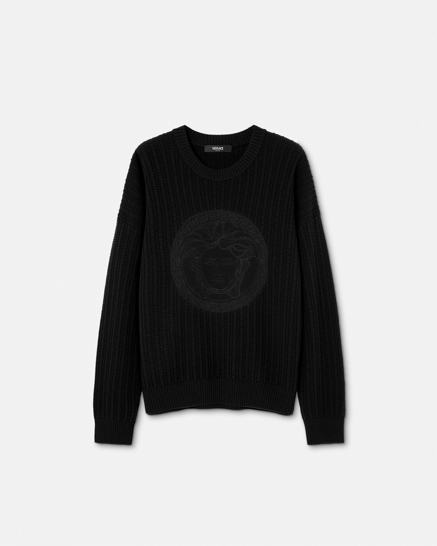 Embroidered Medusa Ribbed Knit Jumper