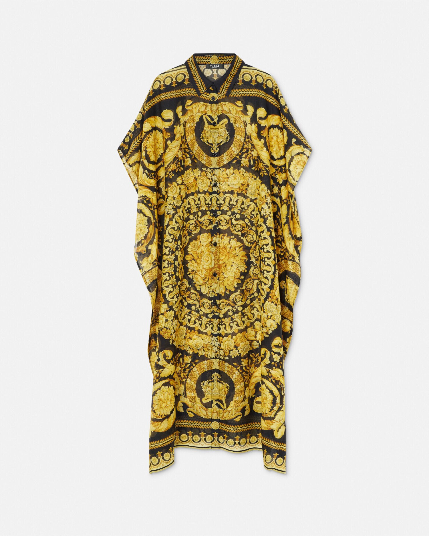 Printed Cover-Up Shirt Dress Black,Print | VERSACE CA