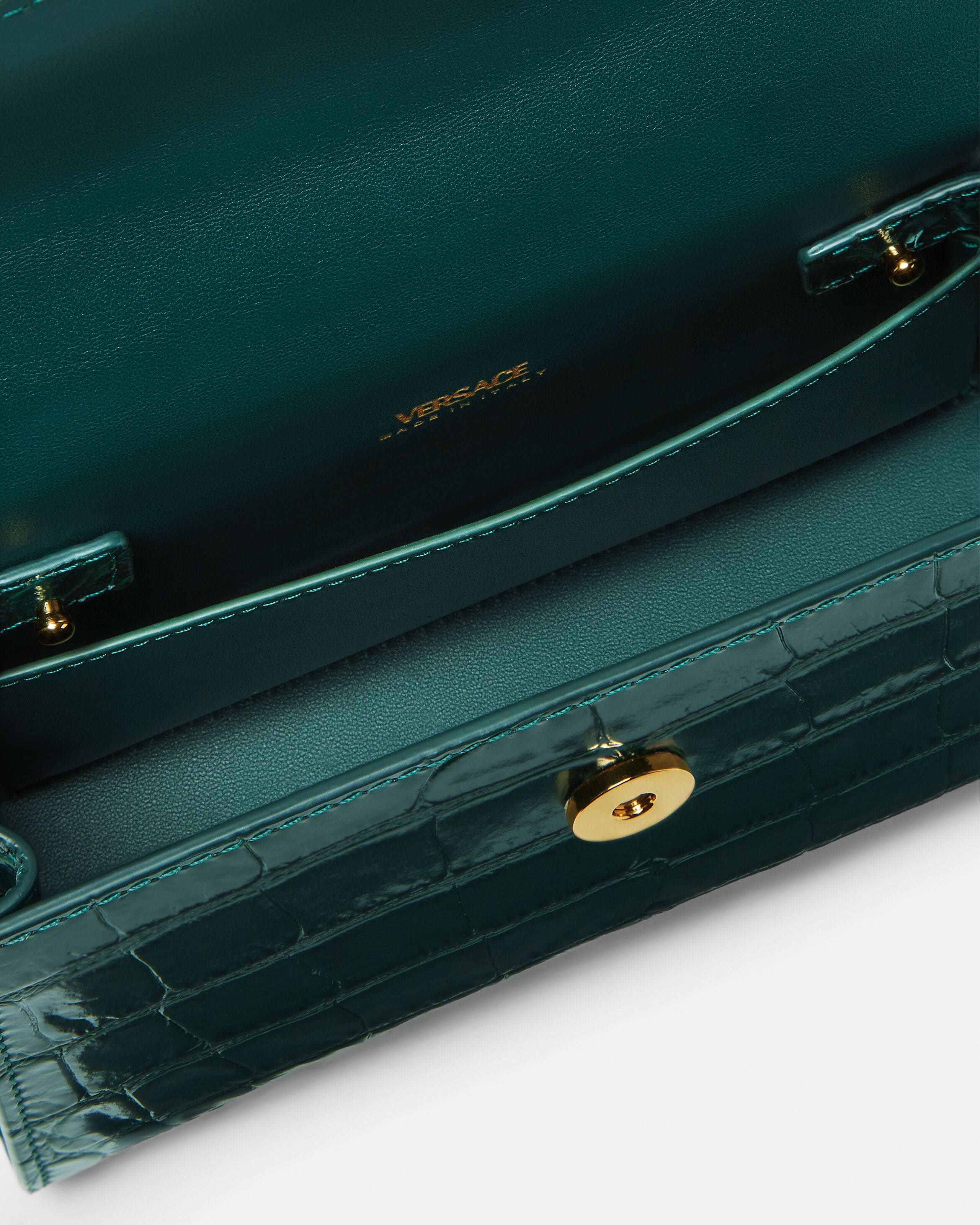 Medusa '95 Small Croc-Effect Top-Handle Green | VERSACE US