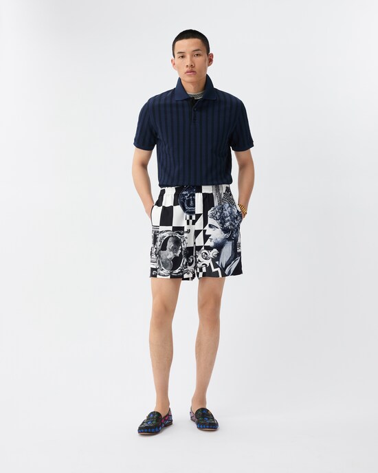 Printed Silk Twill Shorts Black 2