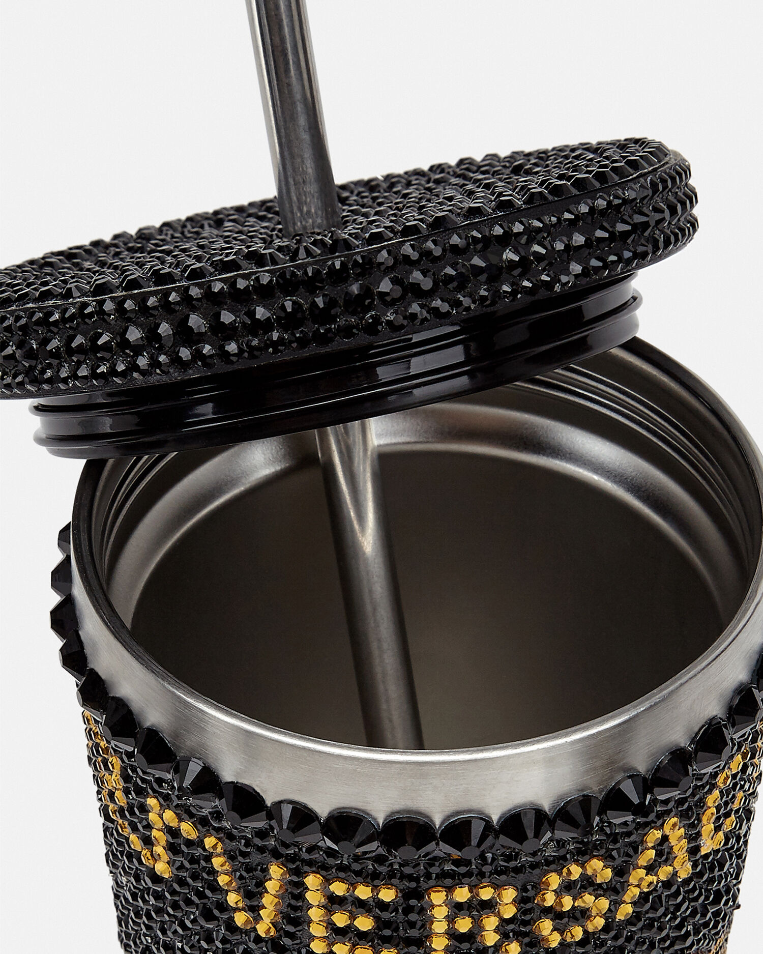 Crystal Medusa Travel Cup Black,Gold | VERSACE US
