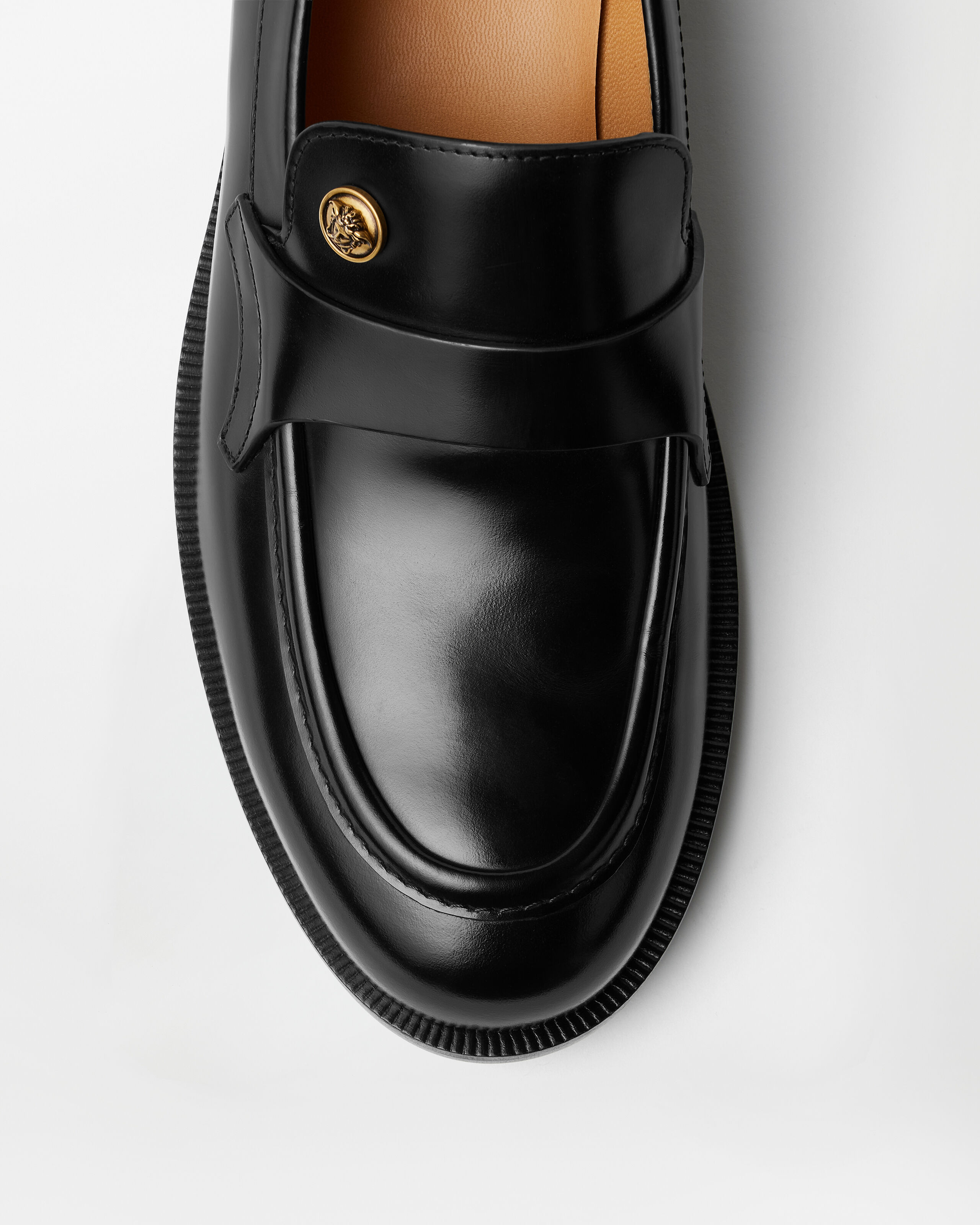 m*l様 VERSACE ブラック ローファー Manu Leather Loafers Black | VERSACE US