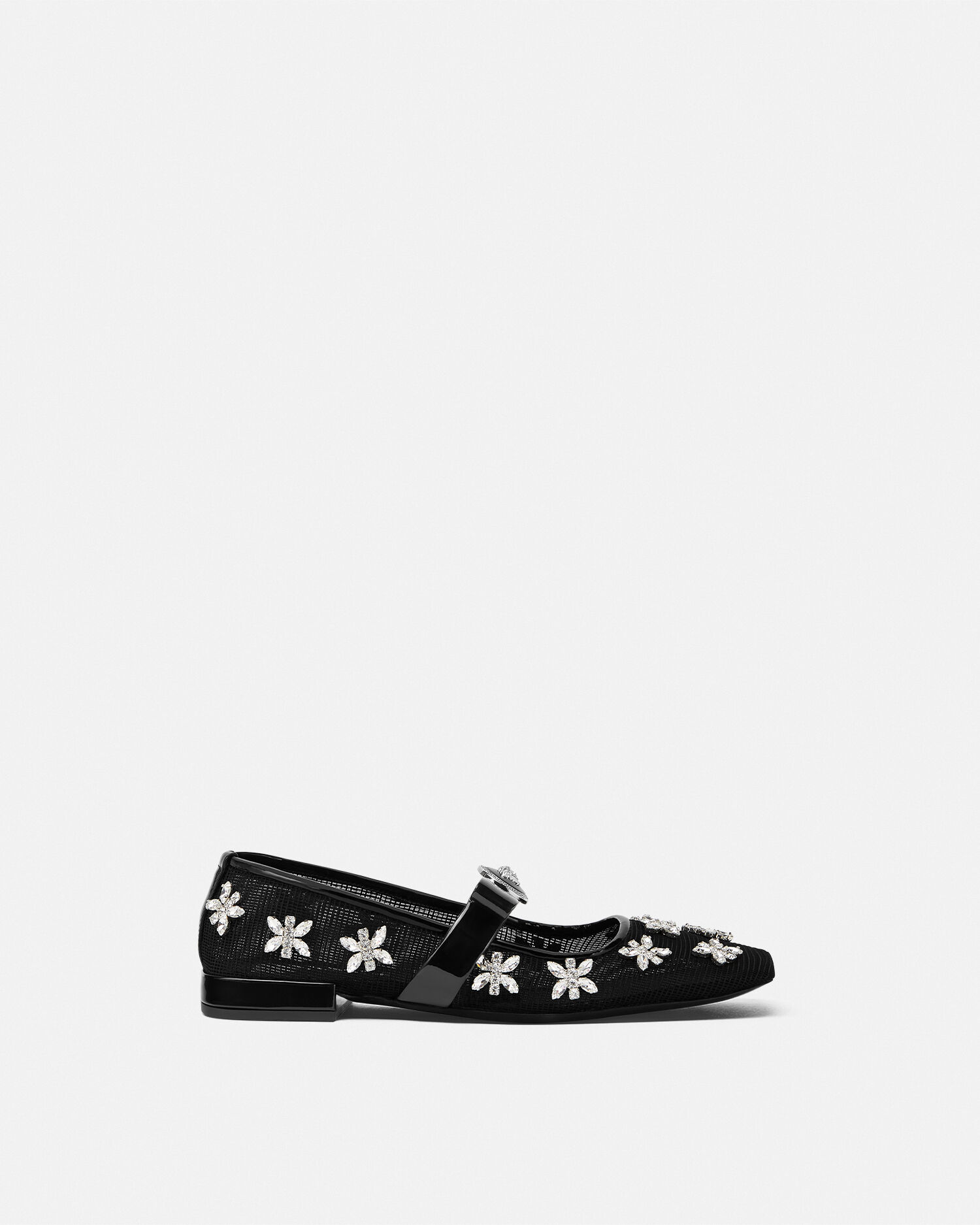 Crystal Mesh Gianni Ribbon Ballerinas | VERSACE US