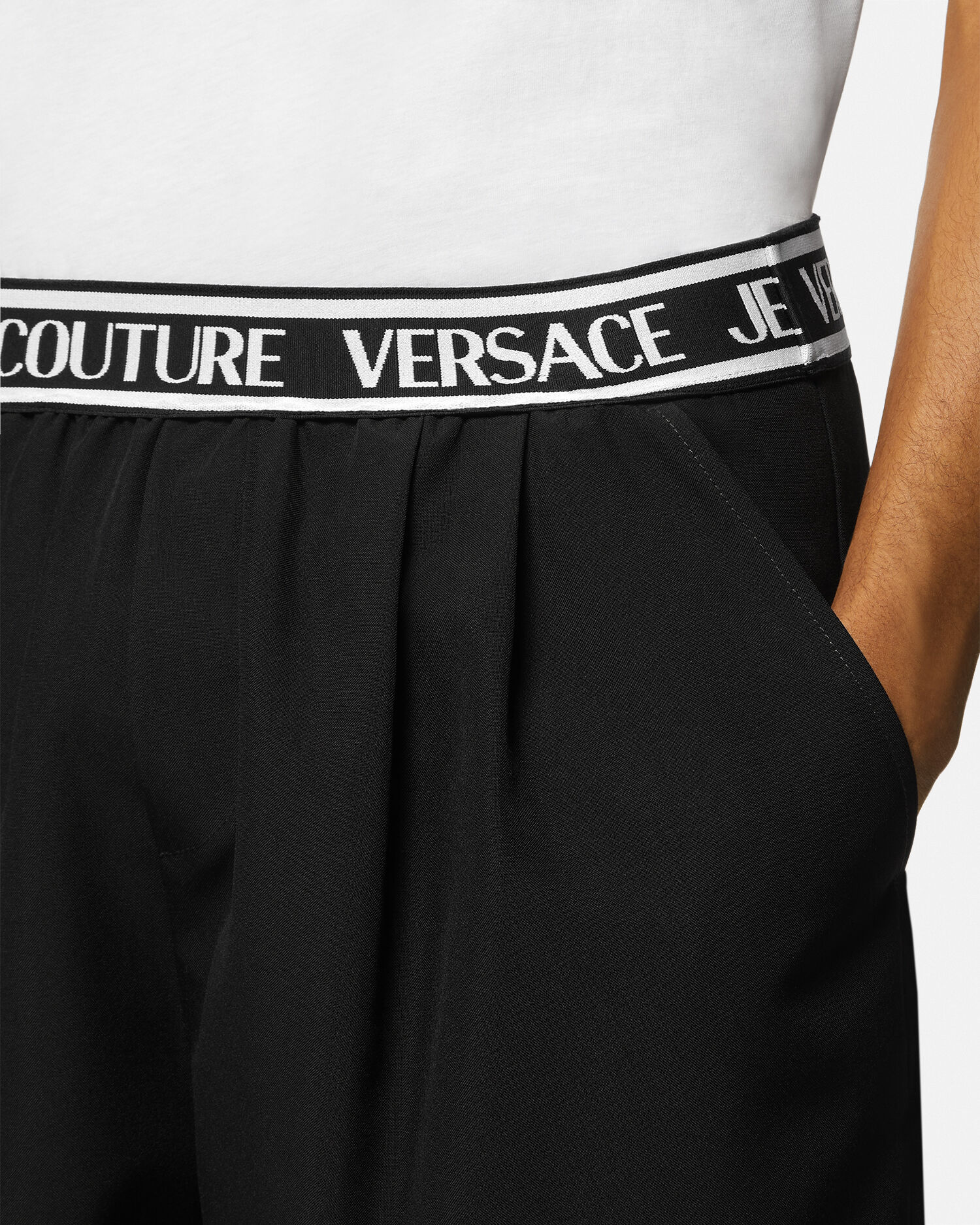 Technical Logo Shorts Black,Print | VERSACE US