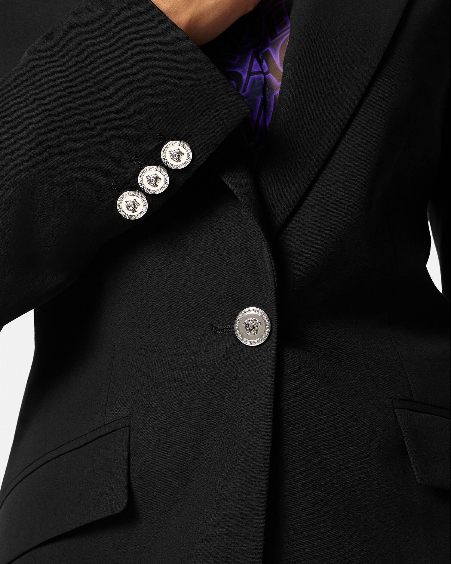 Versace Single-breasted wool blazer - Black