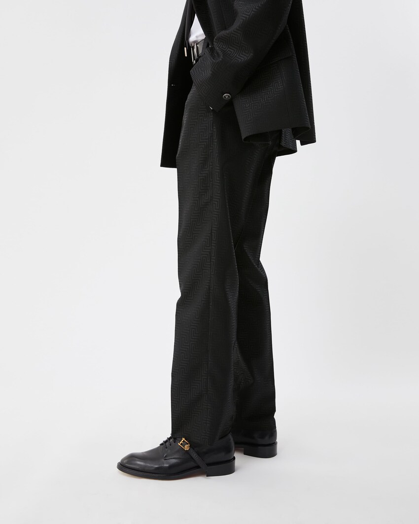 Jacquard Lurex Wool Formal Pants Black 4