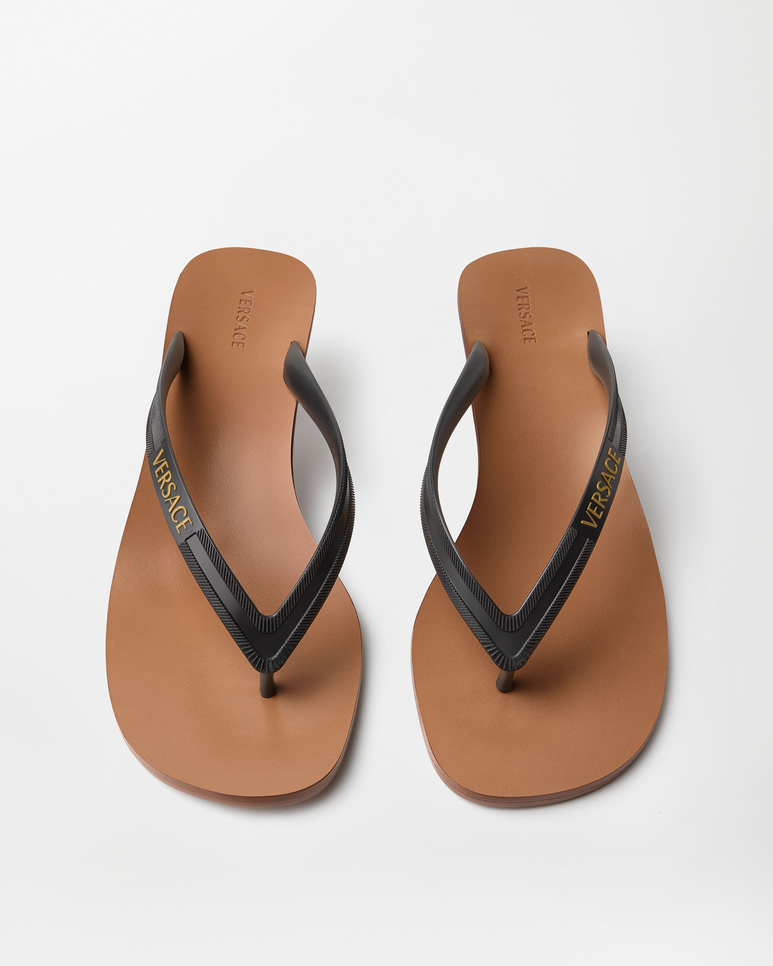Sophie Rubber Thong Sandals 40 mm Black | VERSACE US