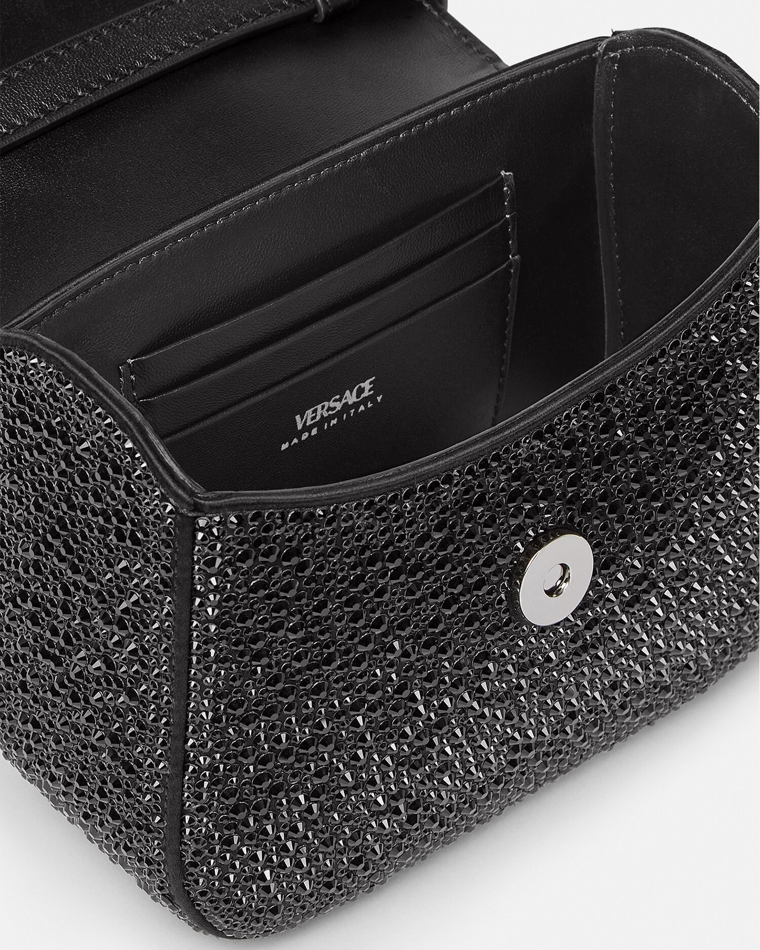 La Medusa Embellished Satin Mini Bag Black | VERSACE