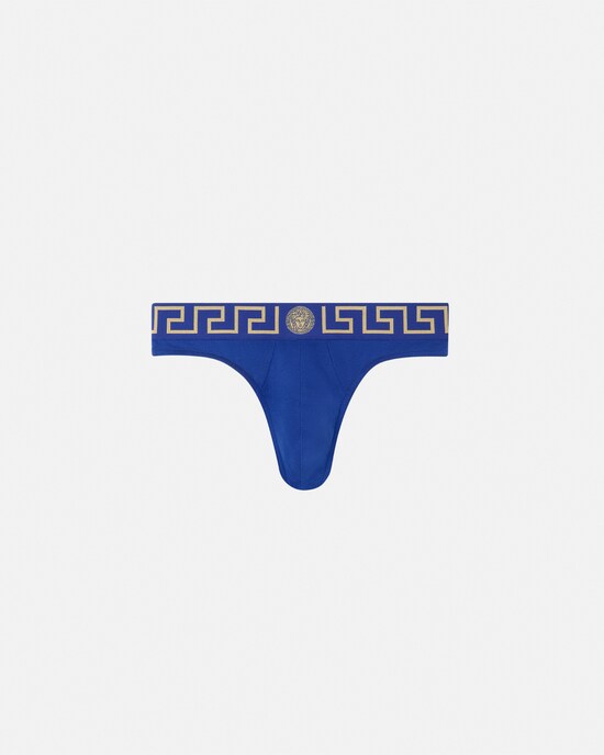 Versace String en jersey de coton bleu 1