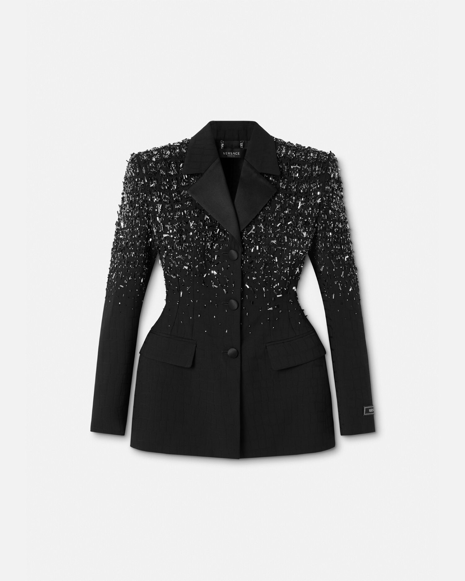 Crystal Croc Jacquard Blazer Black Versace US