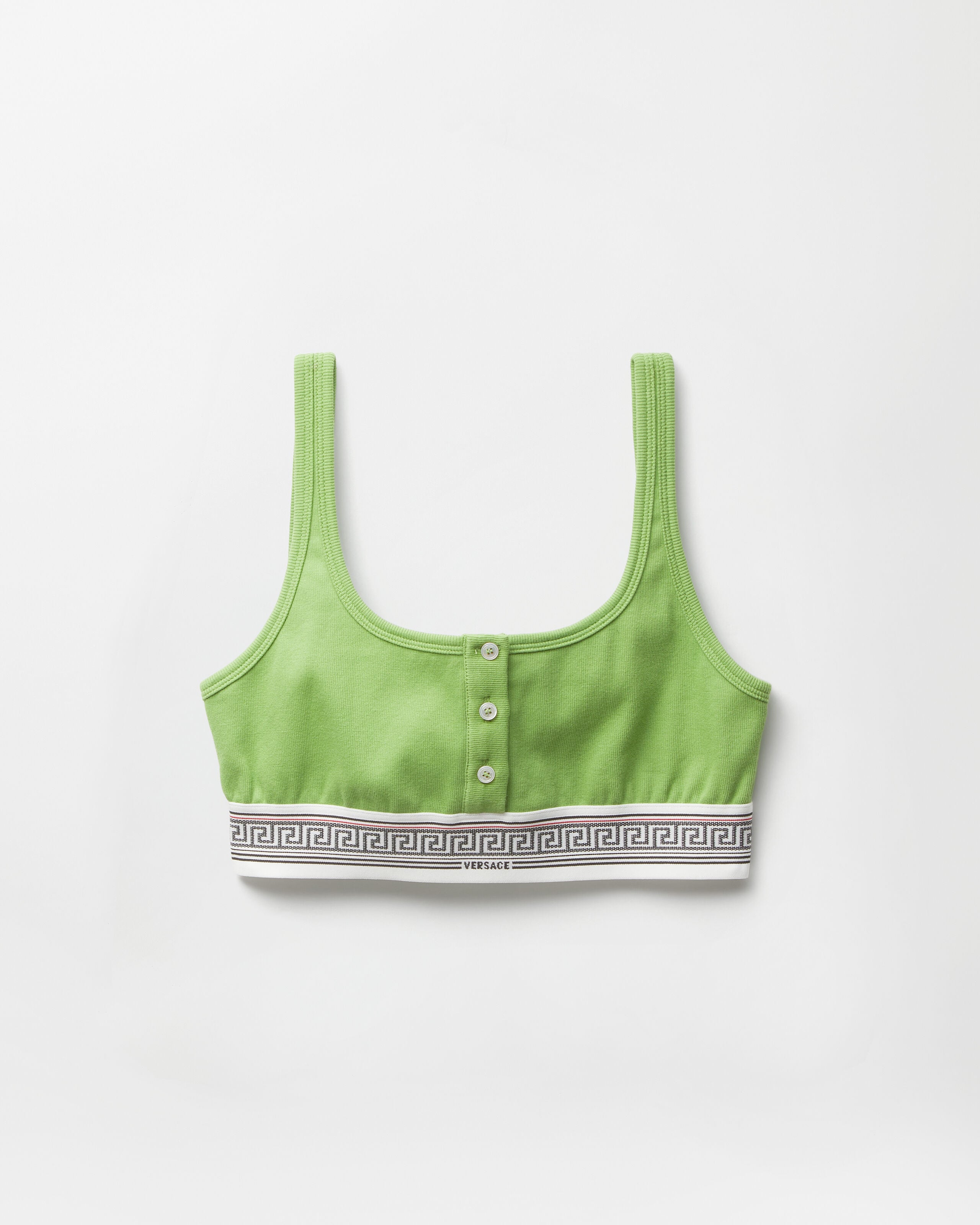 Ribbed Cotton-Jersey Bralette Green | VERSACE IN