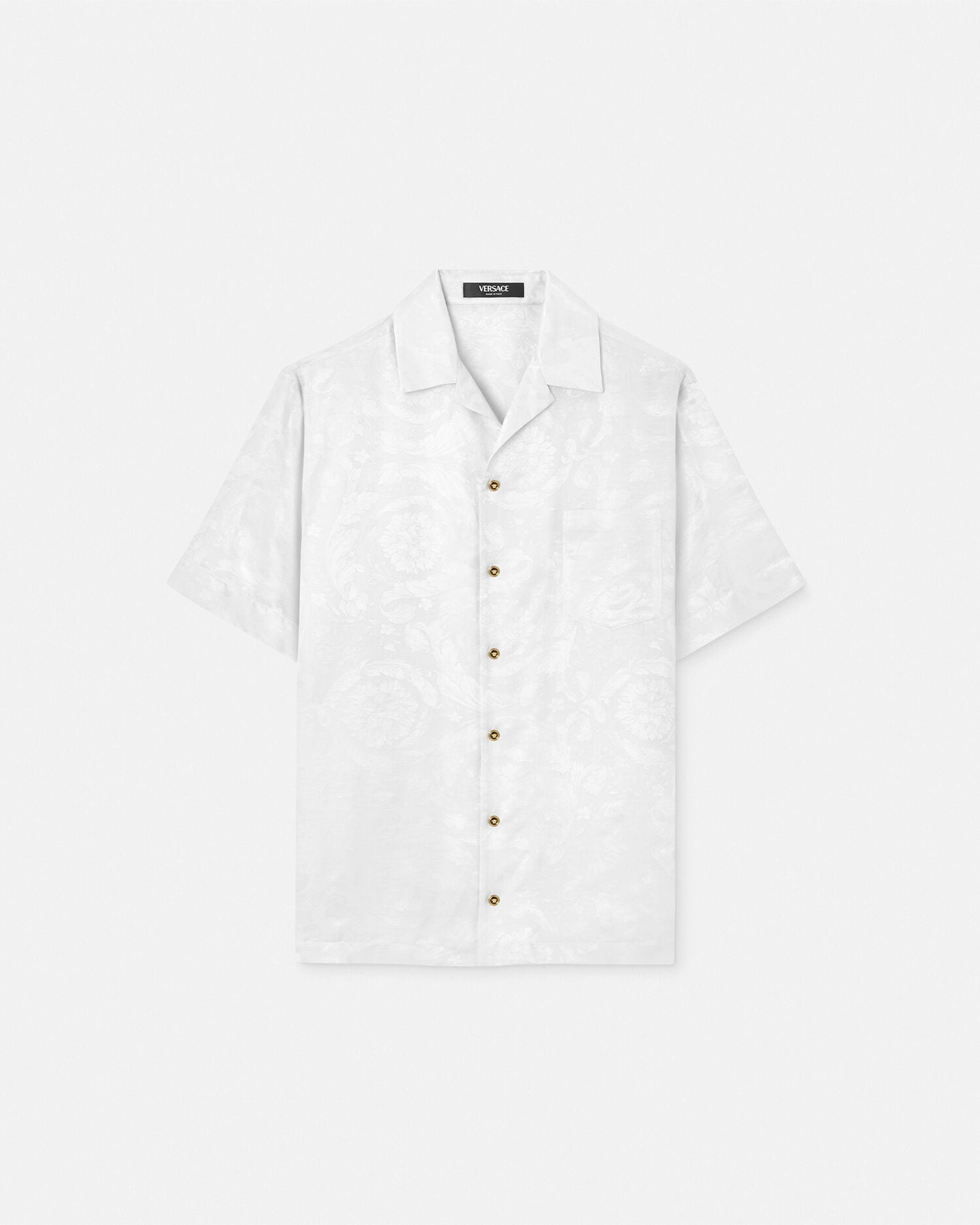 Jacquard Silk-Blend Shirt White | VERSACE US