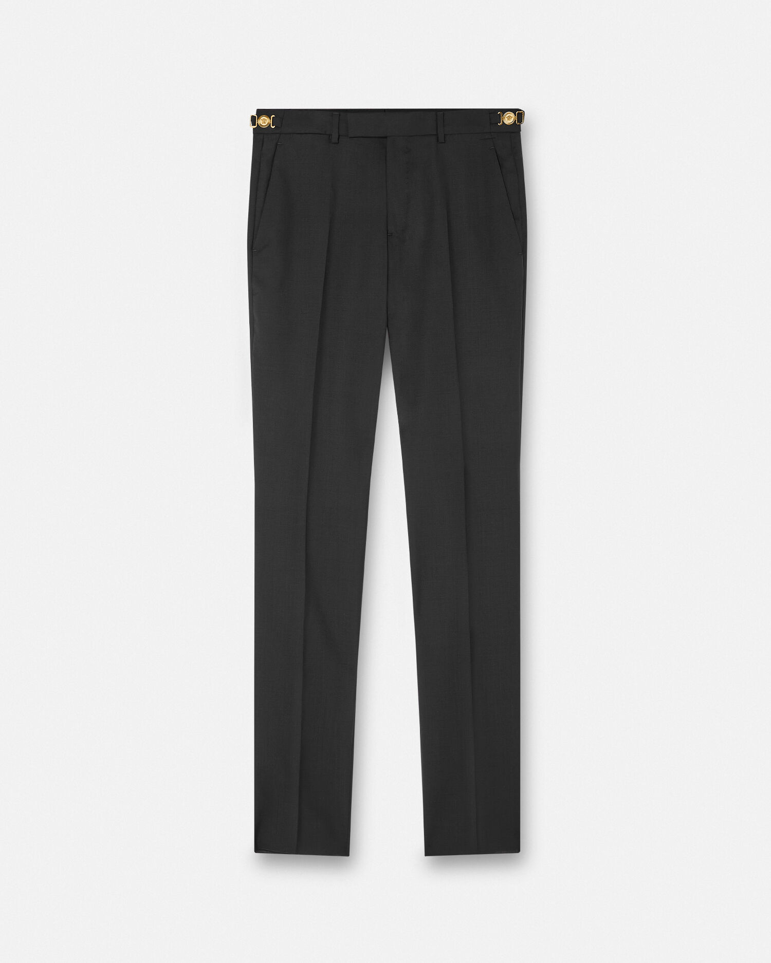Wool Tapered Formal Pants Black | VERSACE US