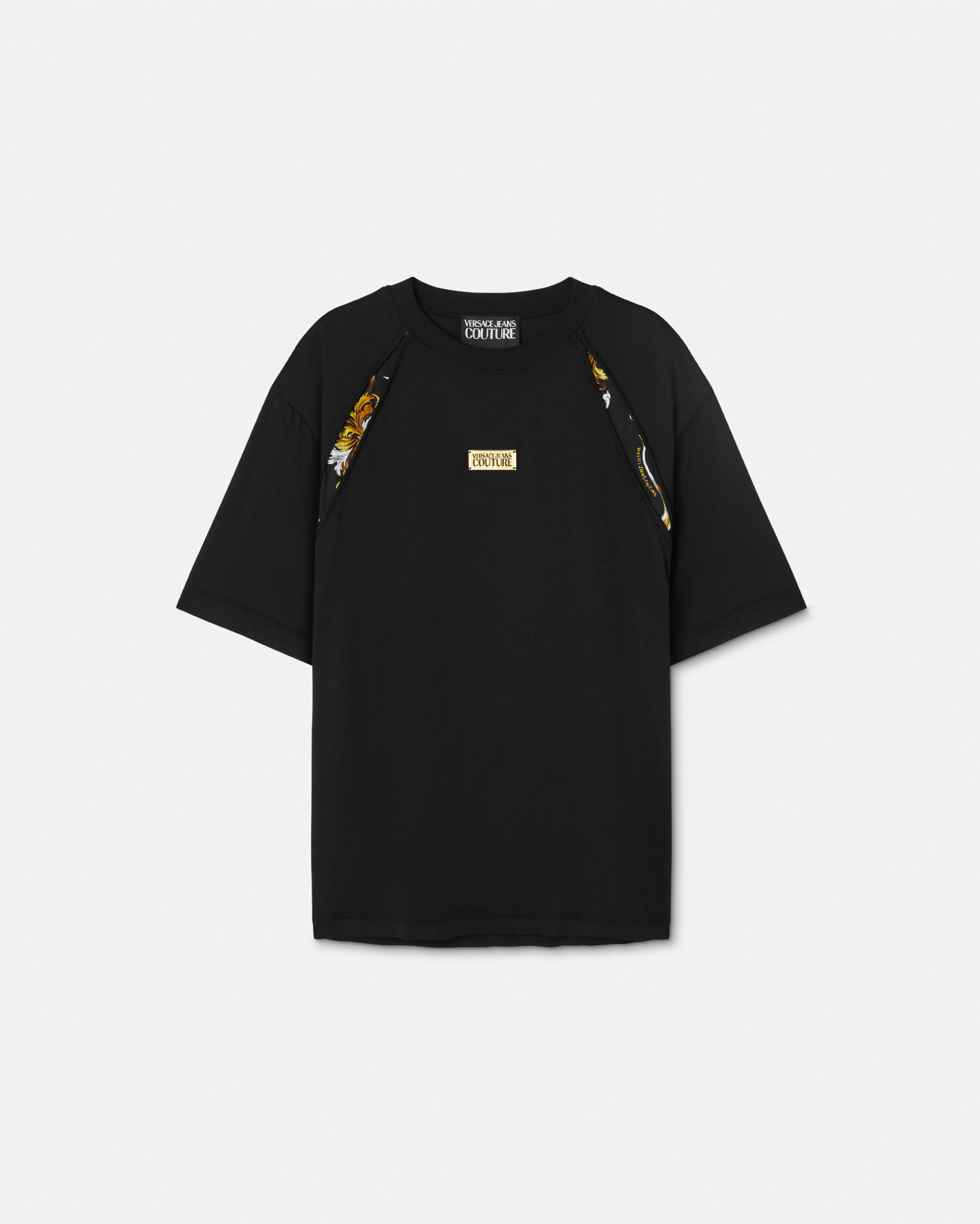 VERSACE｜ (Outline Barocco T-Shirt (78GAH615JS458 G89)) Outline Barocco Regular-Fit T-Shirt Blue | VERSACE