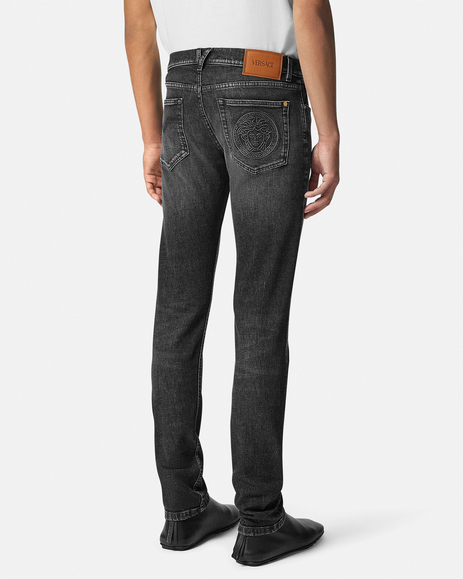 Embroidered Medusa Slim Fit Jeans