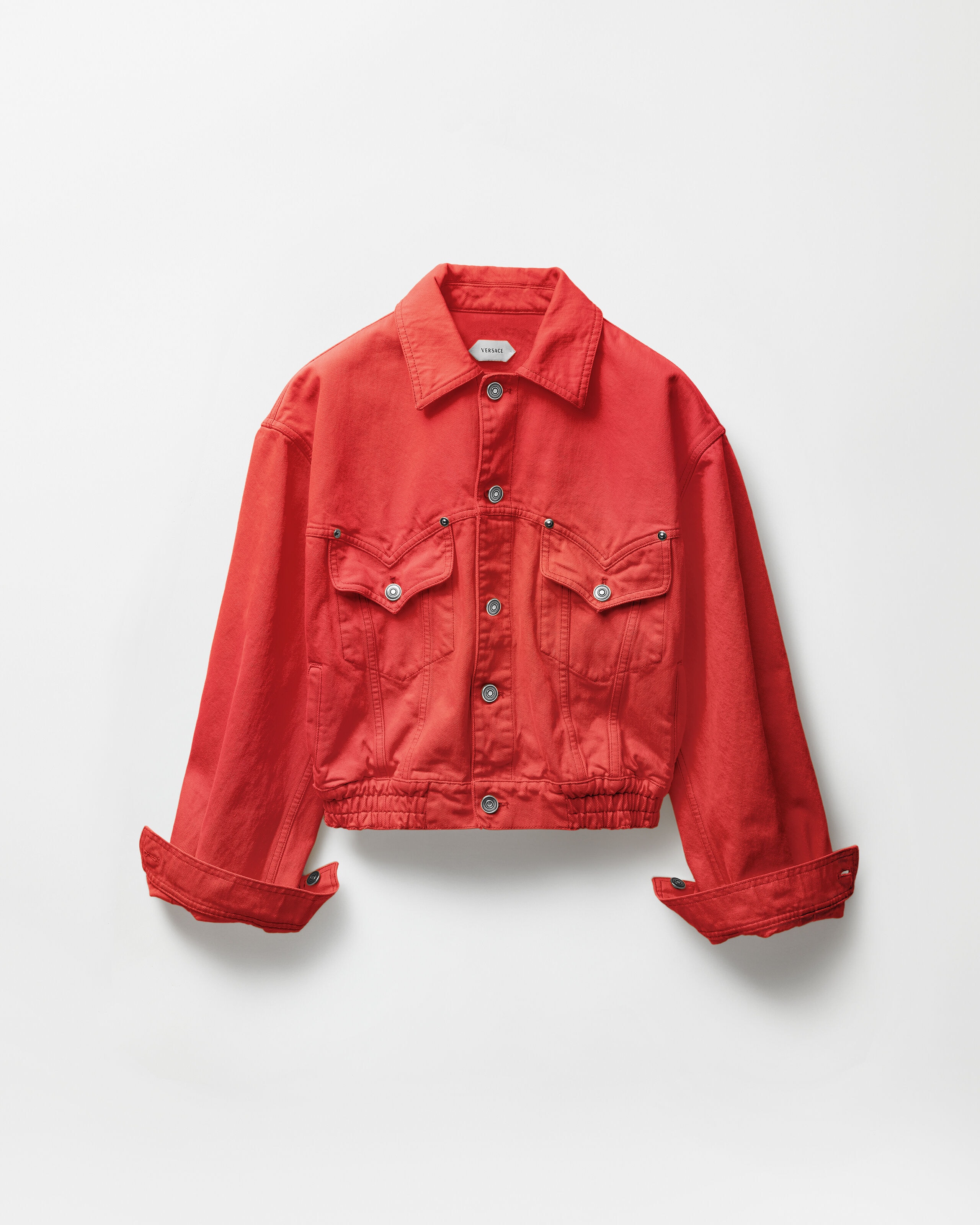 Oversized Denim Blouson Red | VERSACE US