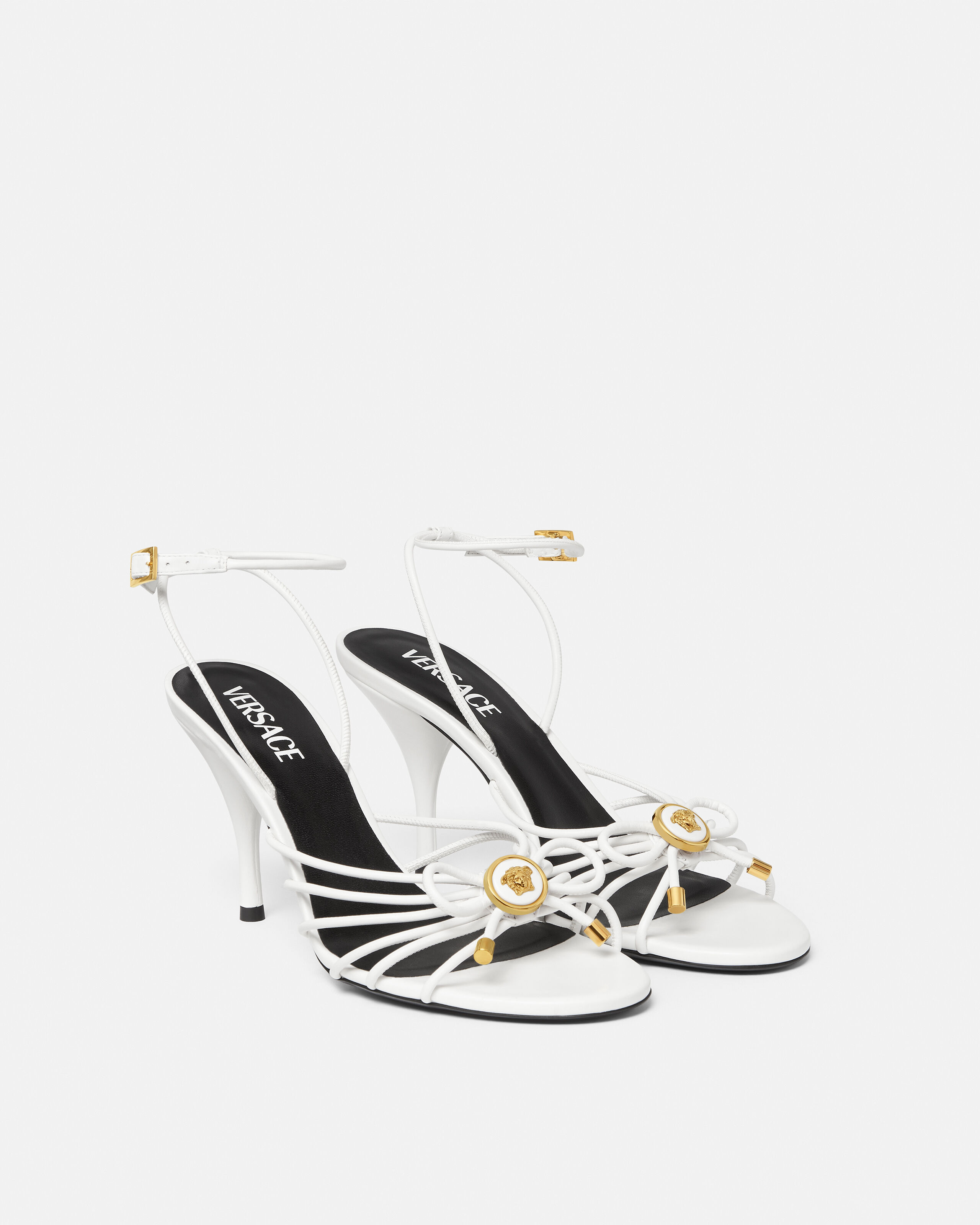 Opera Bow Nappa Sandals 85 mm White | VERSACE US