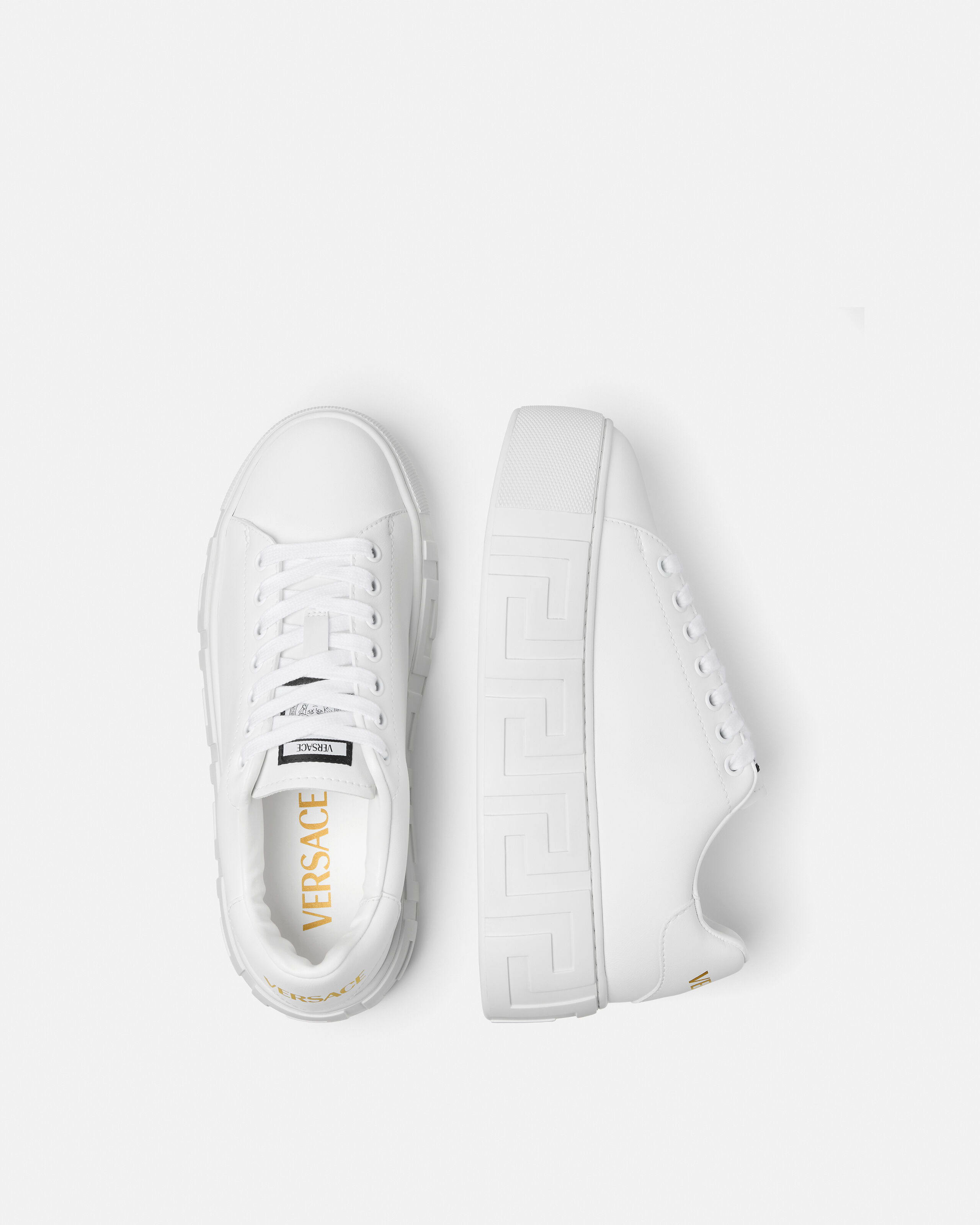 La Greca Platform Sneakers White | VERSACE CA