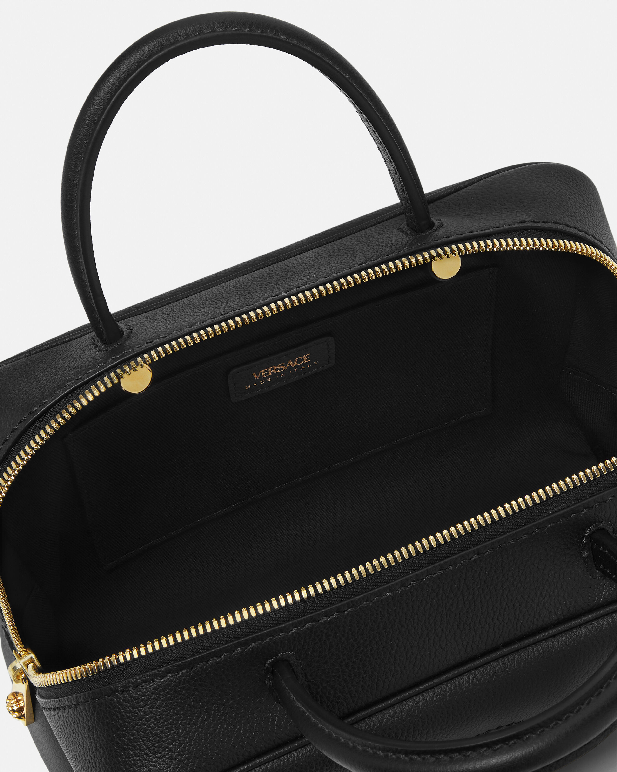 La Medusa Leather Boston Bag Black,Gold | VERSACE US