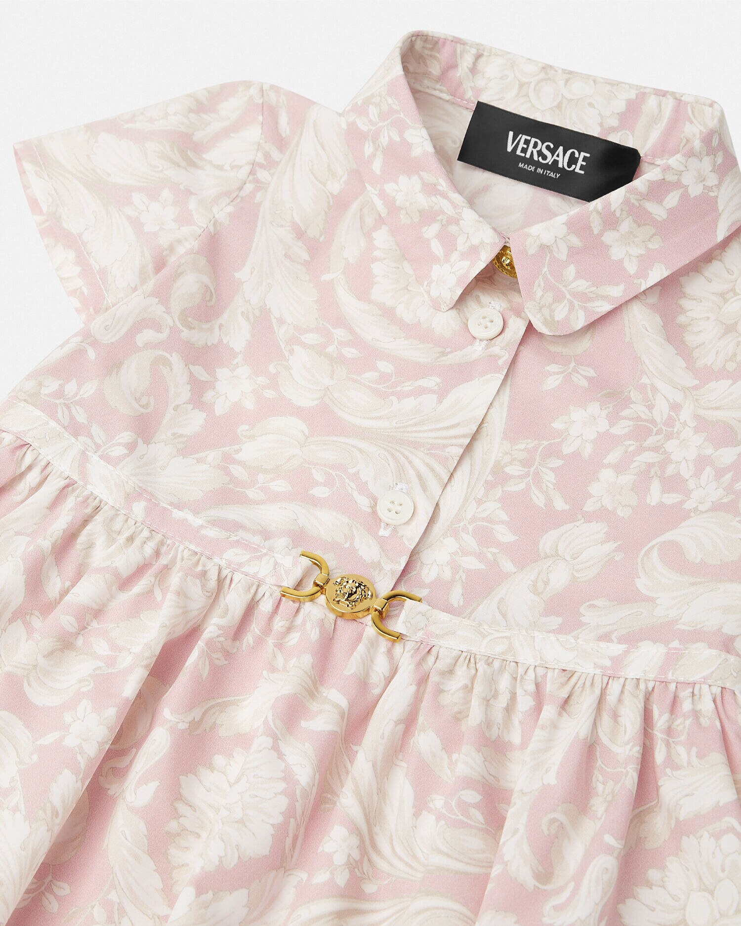 Barocco Baby Shirt Dress Pink Print VERSACE
