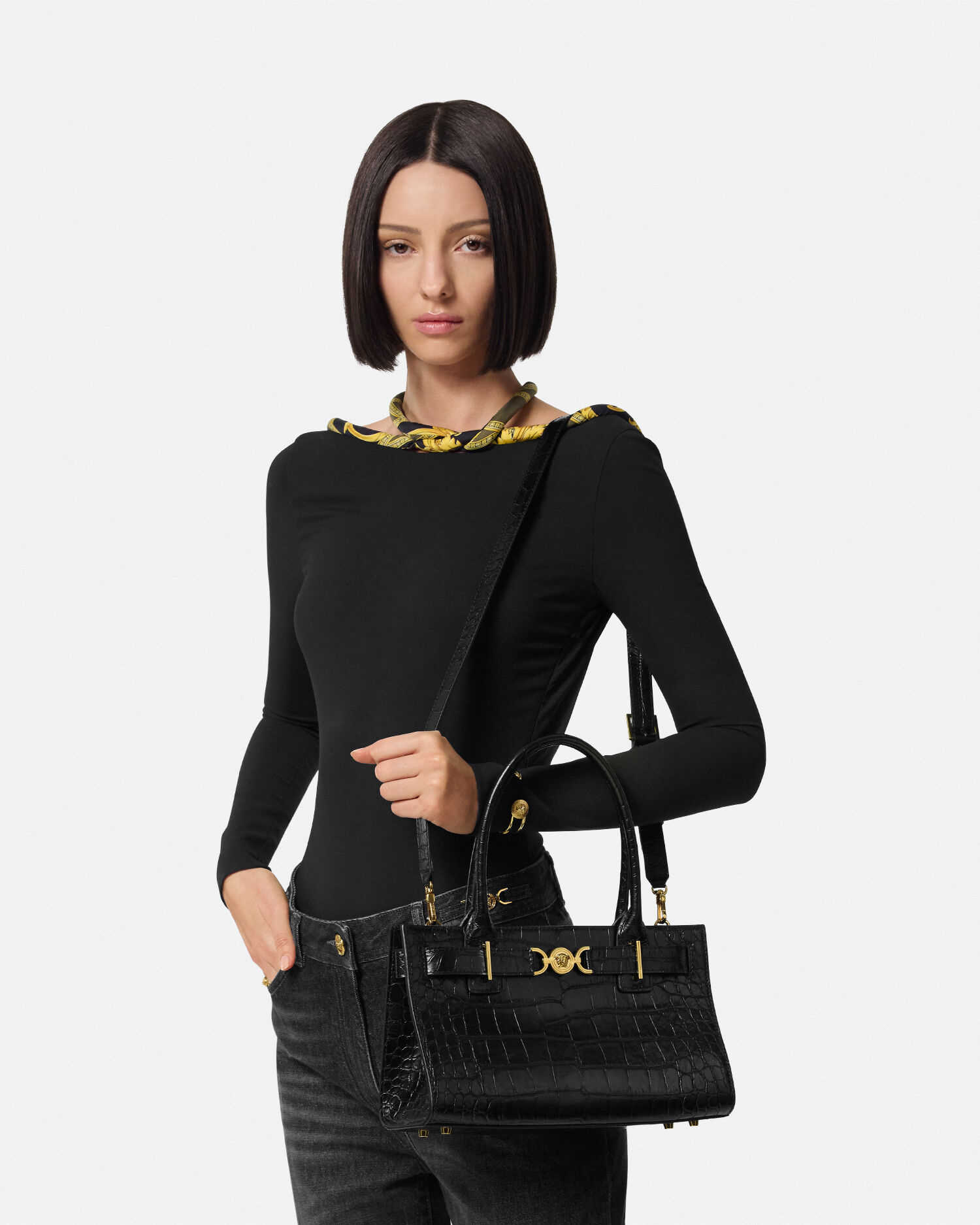 Medusa 95 Tote Bag mit Kroko Effekt