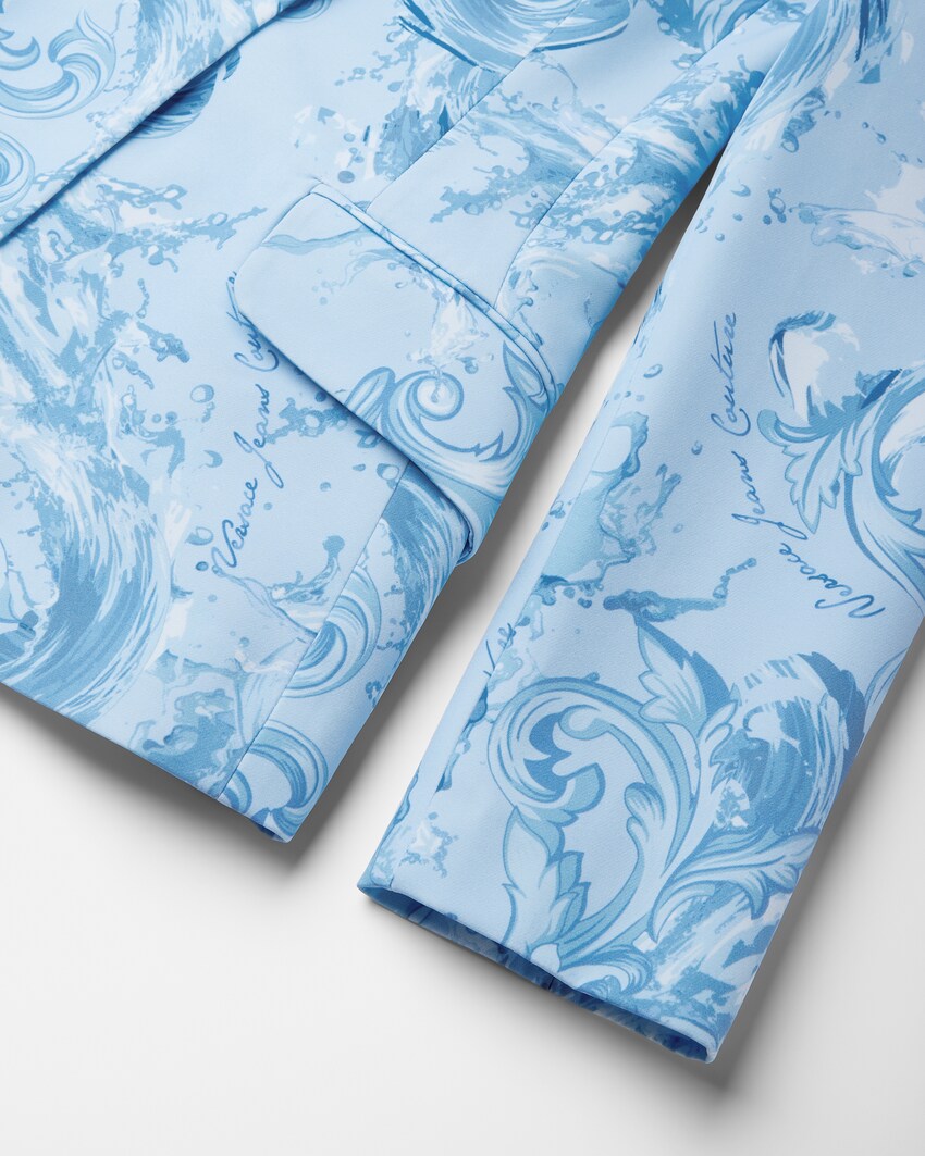 Printed Nylon Blazer Light Blue 4