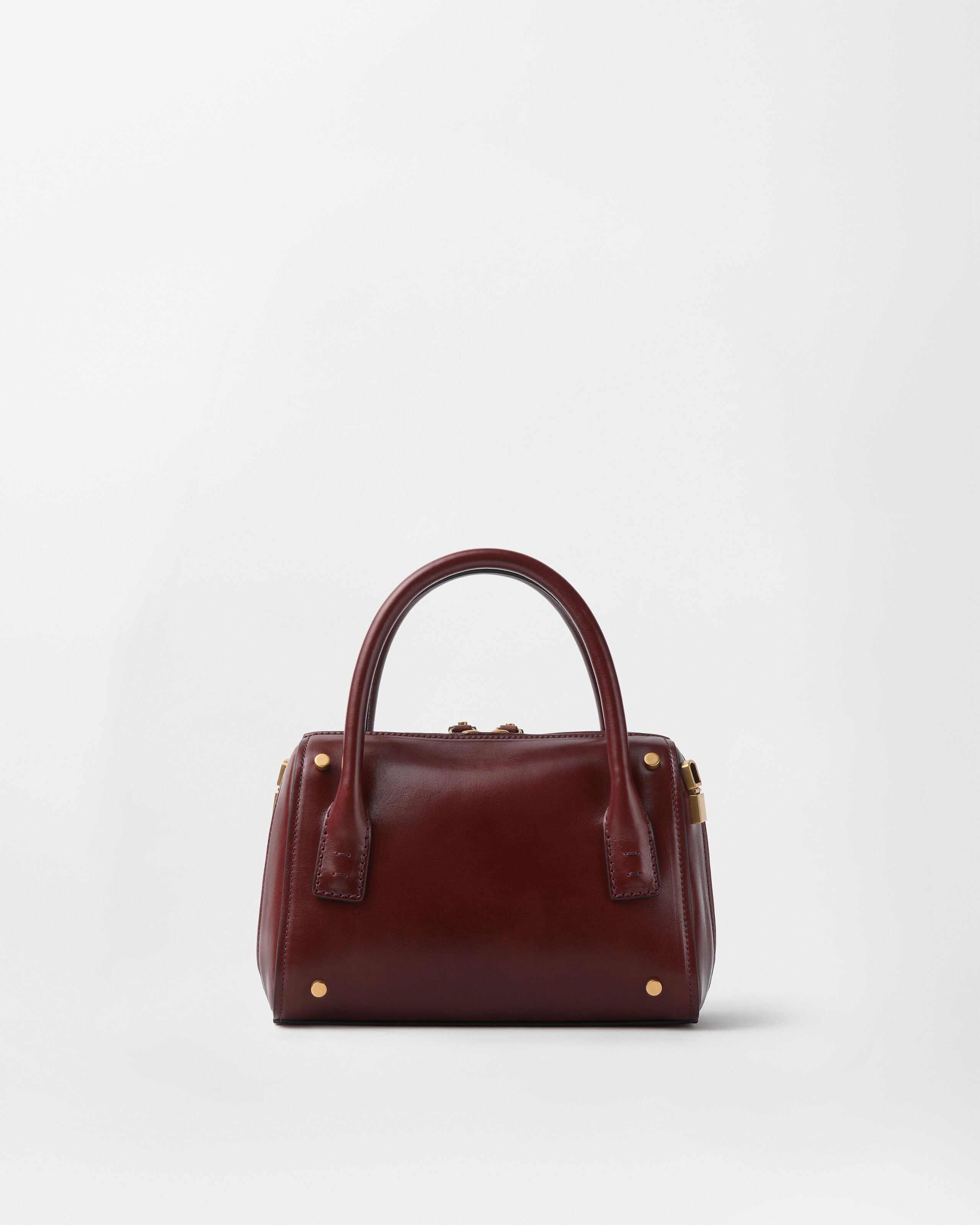 Roomy Small Leather Boston Bag Brown | VERSACE