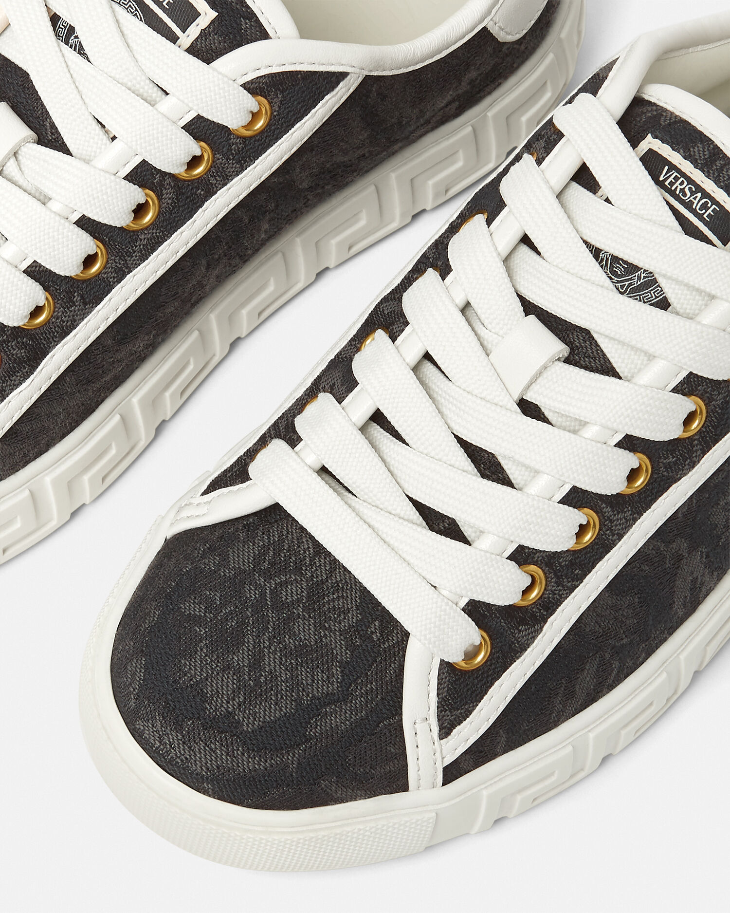 Versace black tennis shoes online