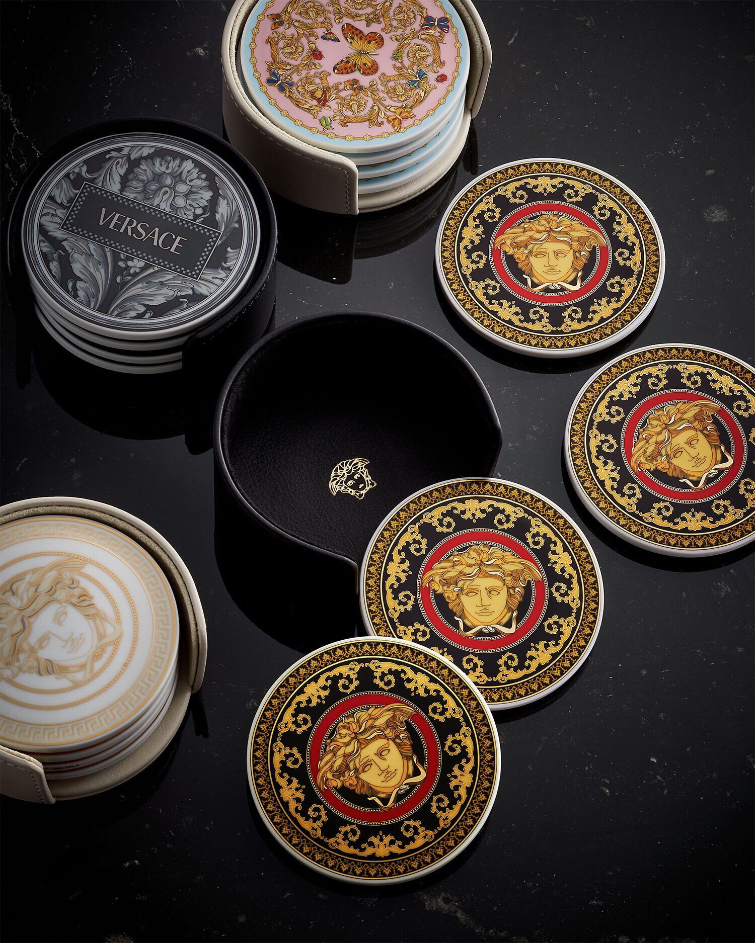 Medusa Red Coaster 4-Set Print | VERSACE
