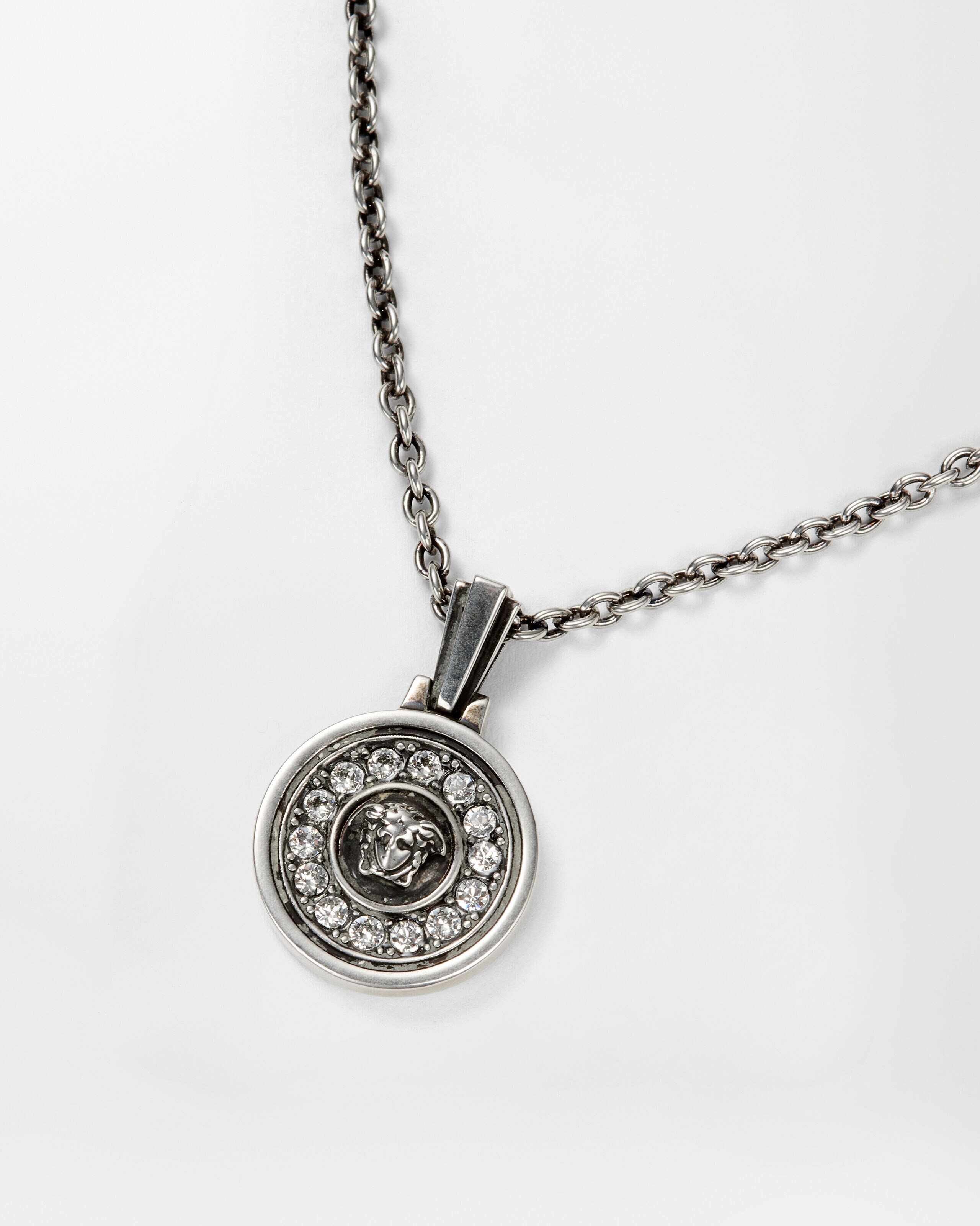 Medusa Crystal Necklace Silver | VERSACE US