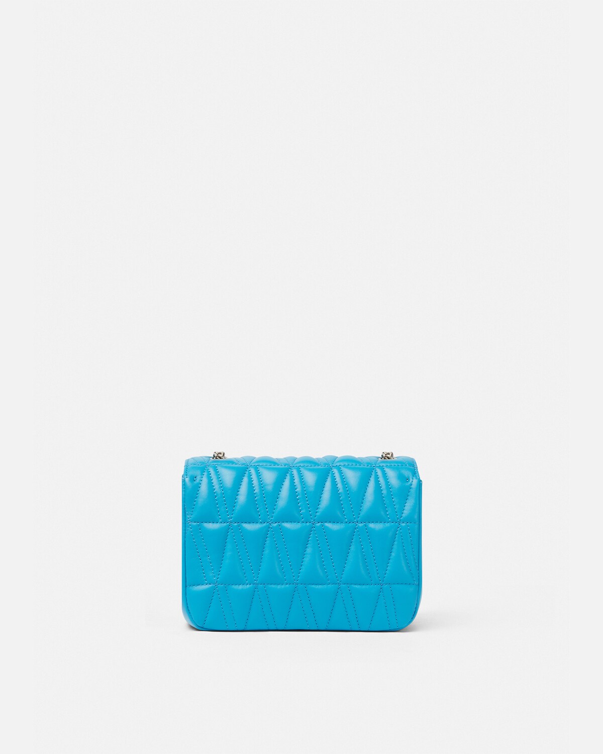 Virtus Quilted Nappa Leather Evening Bag Blue Versace US