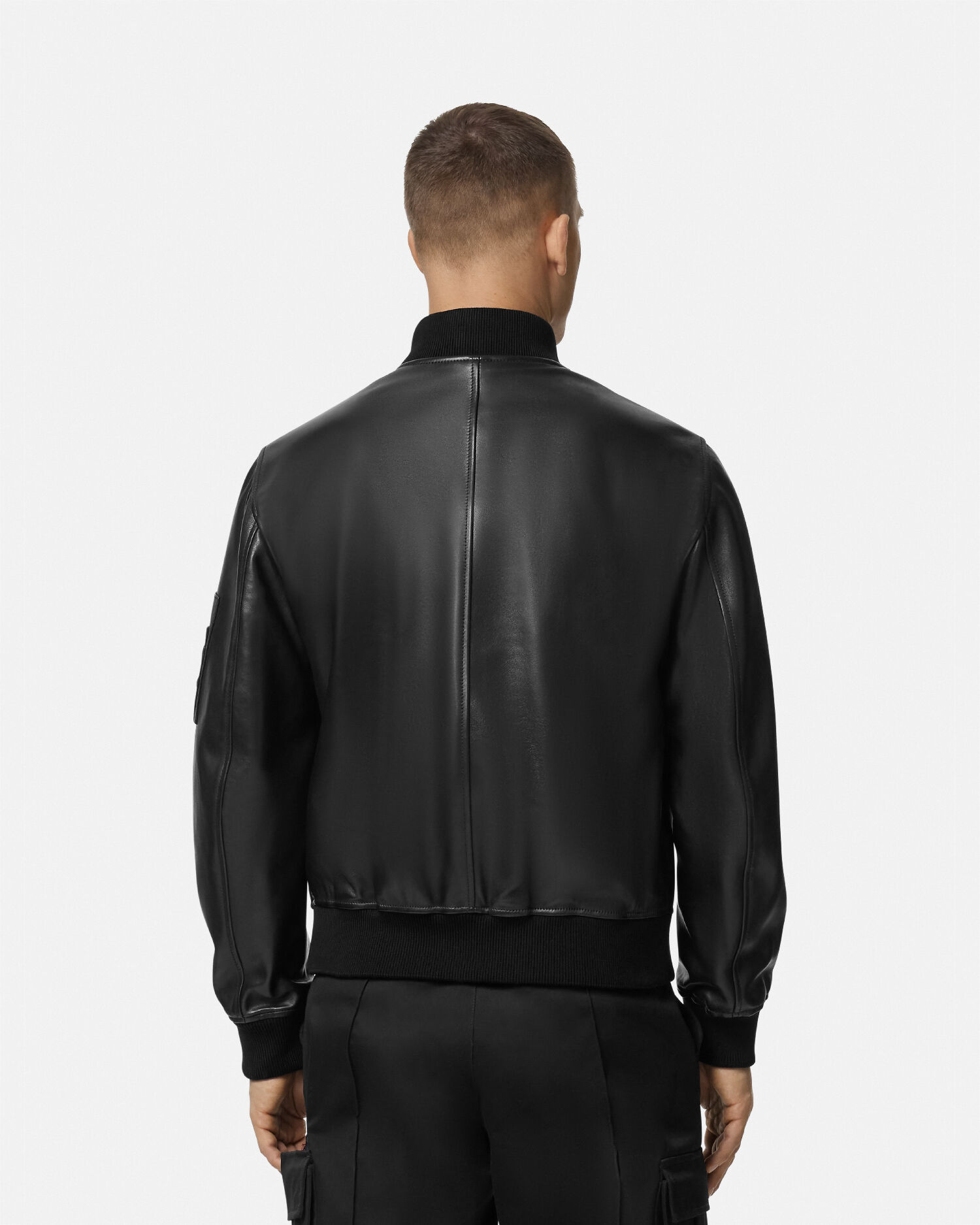 Versace leather clearance bomber jacket