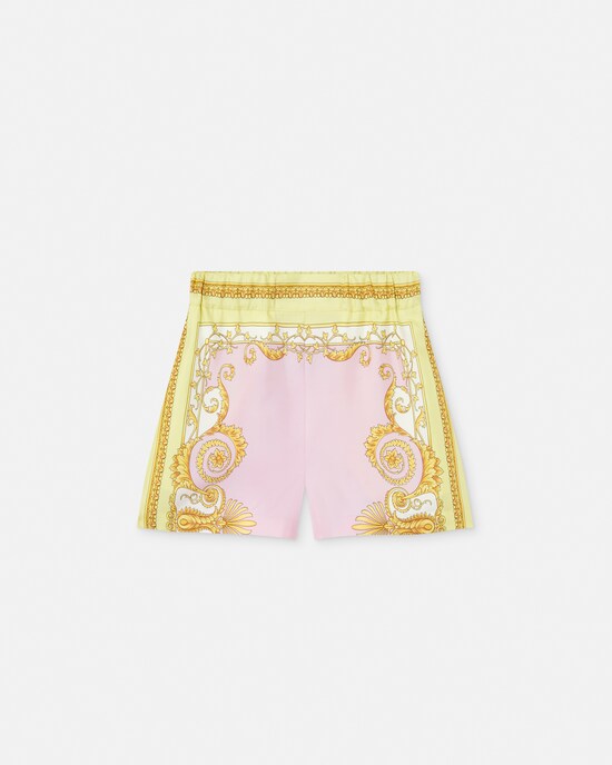 Pantalones cortos de sarga de seda  Amarillo+Rosado 1