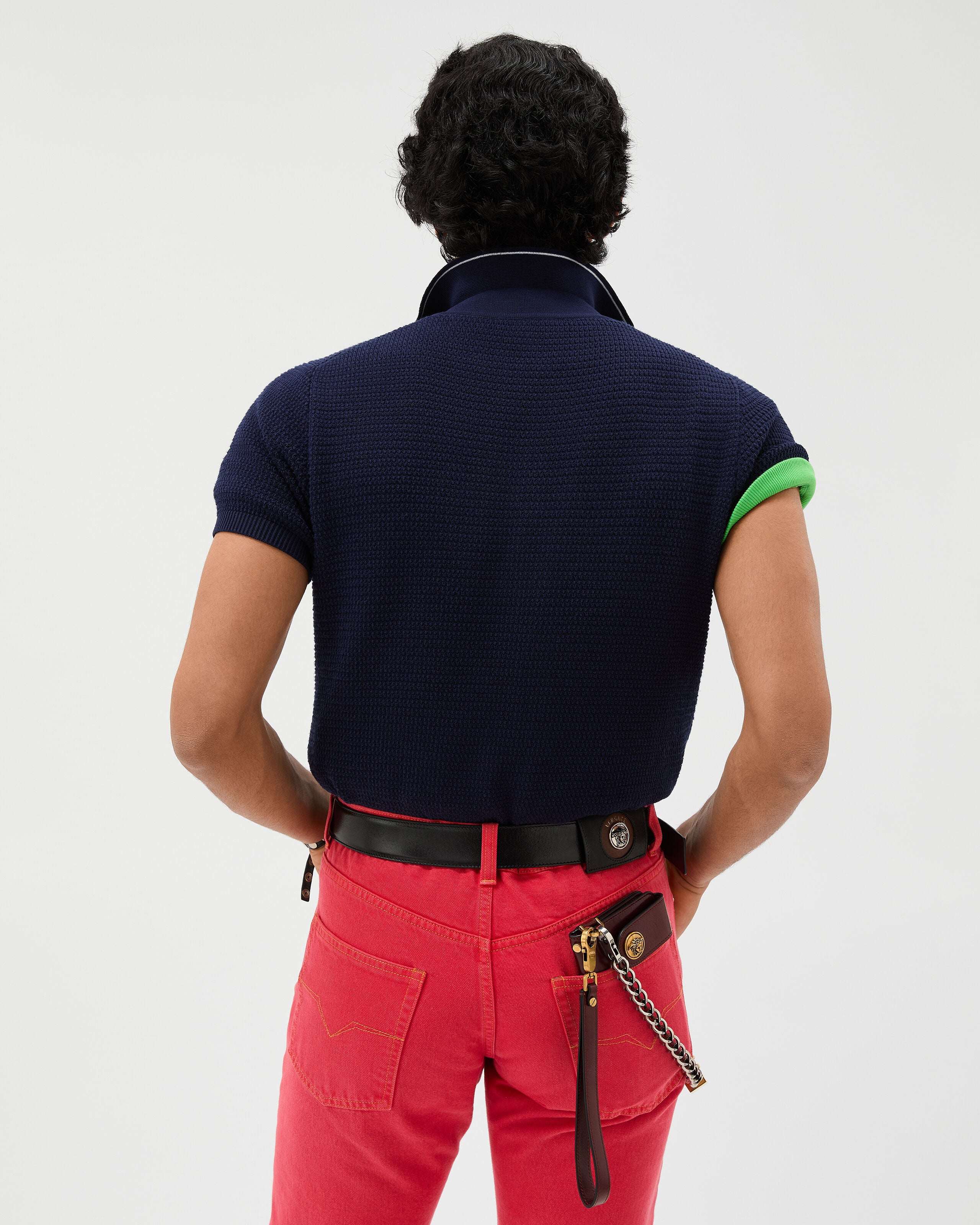 Cotton Knit Polo Blue | VERSACE US