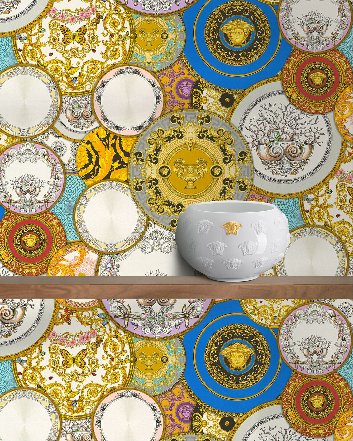 Les Etoiles De La Mer Print Wallpaper Multicolor | VERSACE