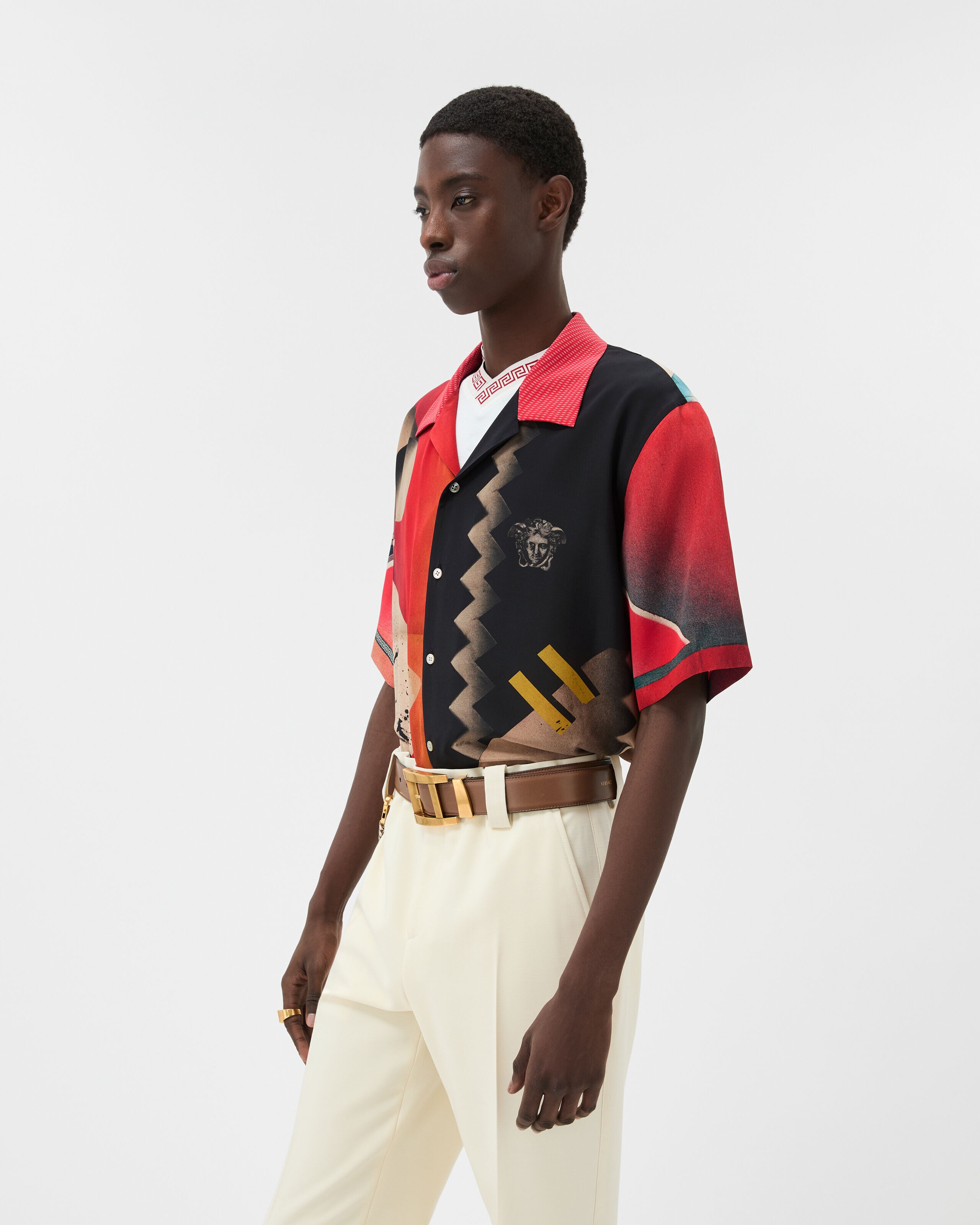 Printed Crêpe De Chine Silk Shirt Print | VERSACE US