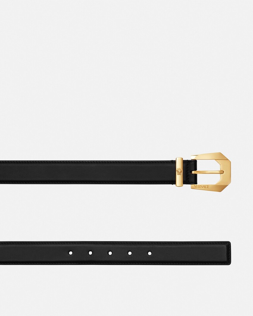 Versace حزام 3 سم جلدي مزين بإبزيم Medusa Heritage أسود+ذهبي 2