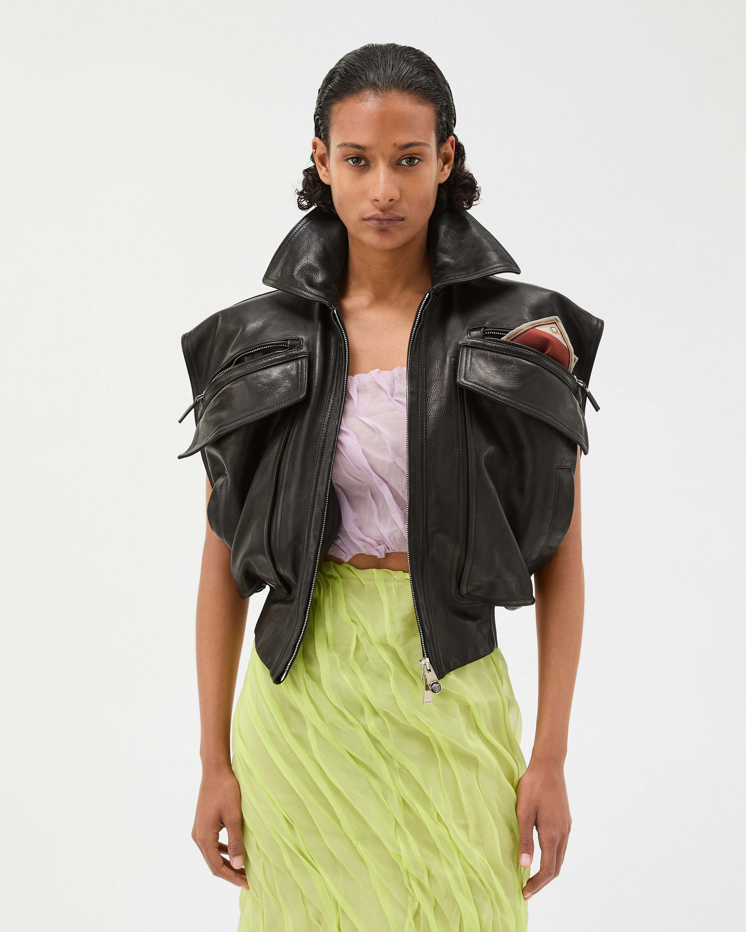 Leather Vest Black | VERSACE