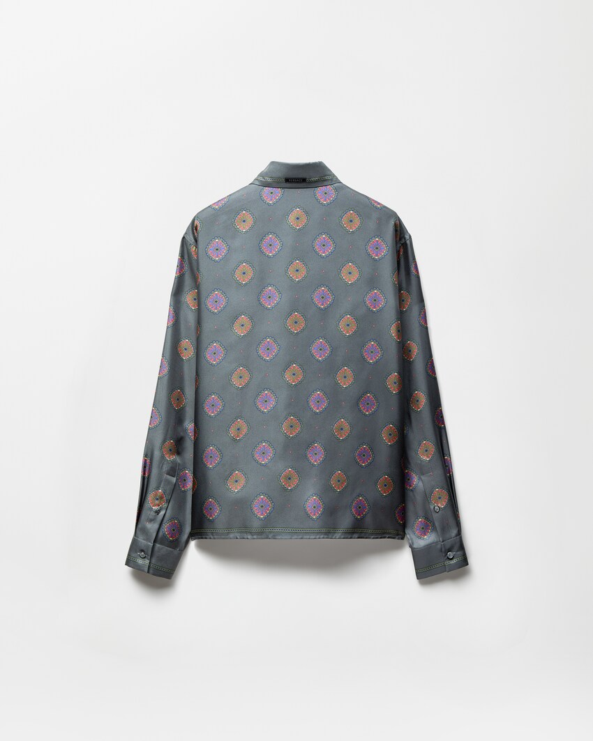 Printed Silk Twill Regular Shirt Gray+Print 3