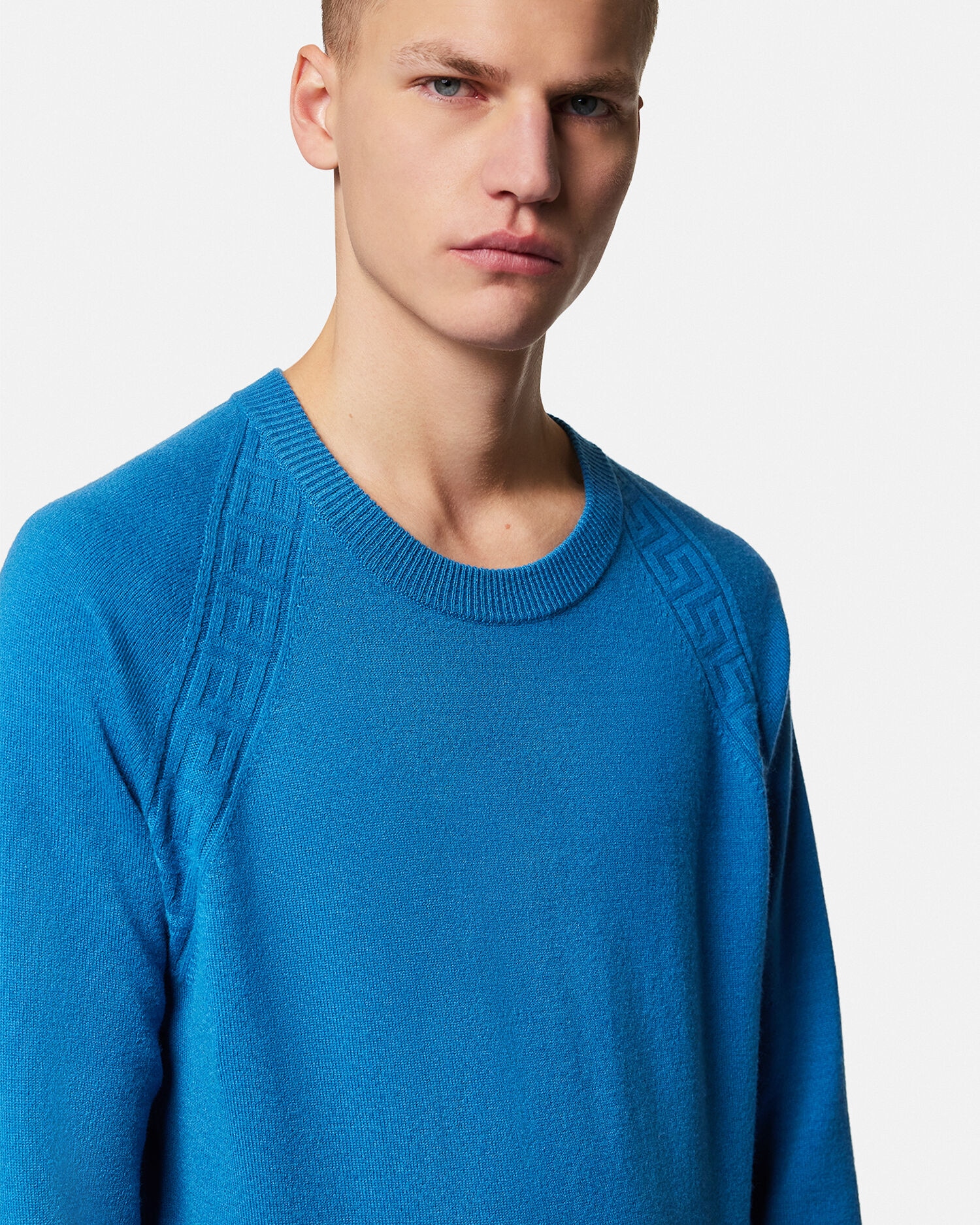 Greca Cashmere Sweater Blue Versace US
