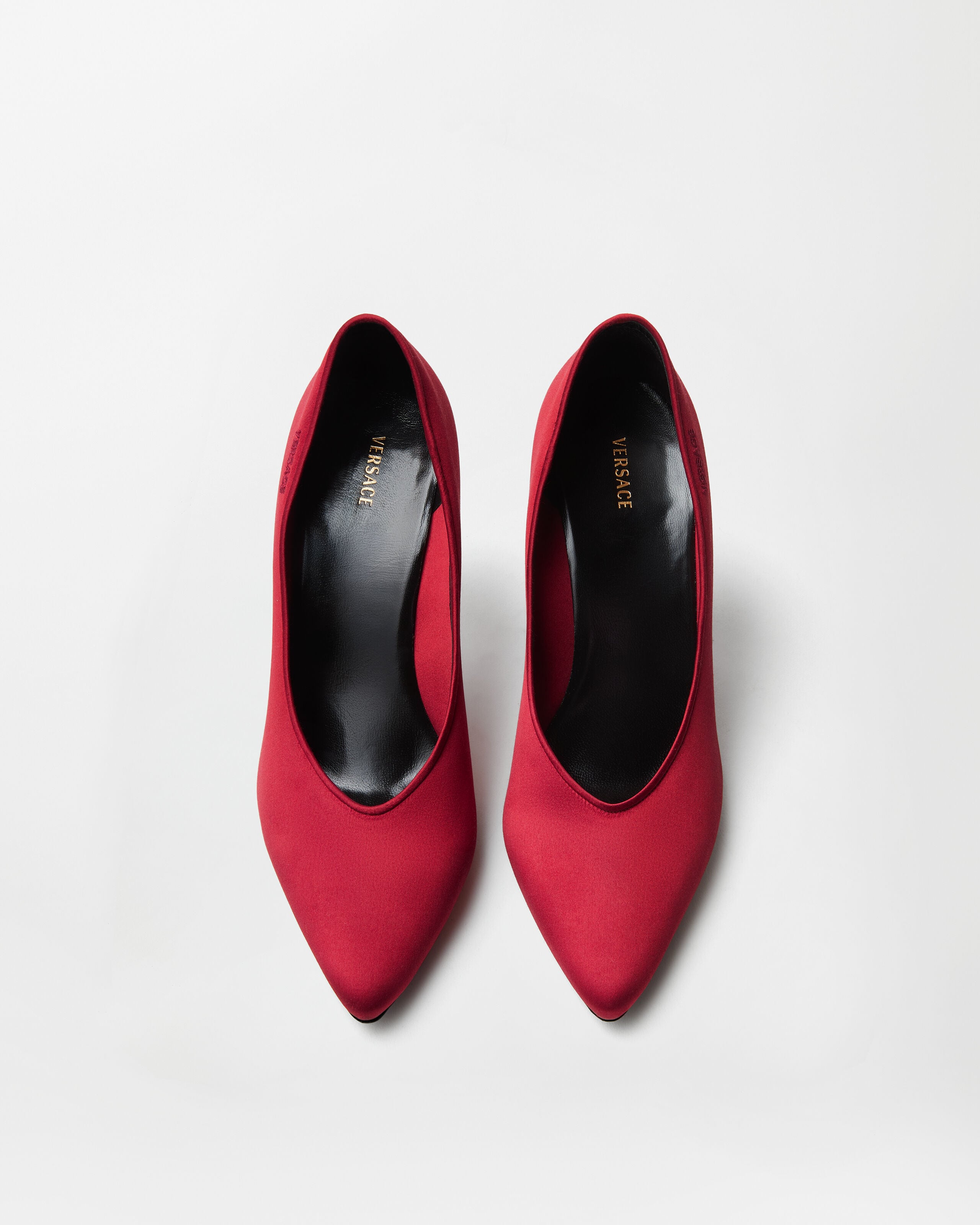 Gianni Satin Pumps 90 mm Red | VERSACE US